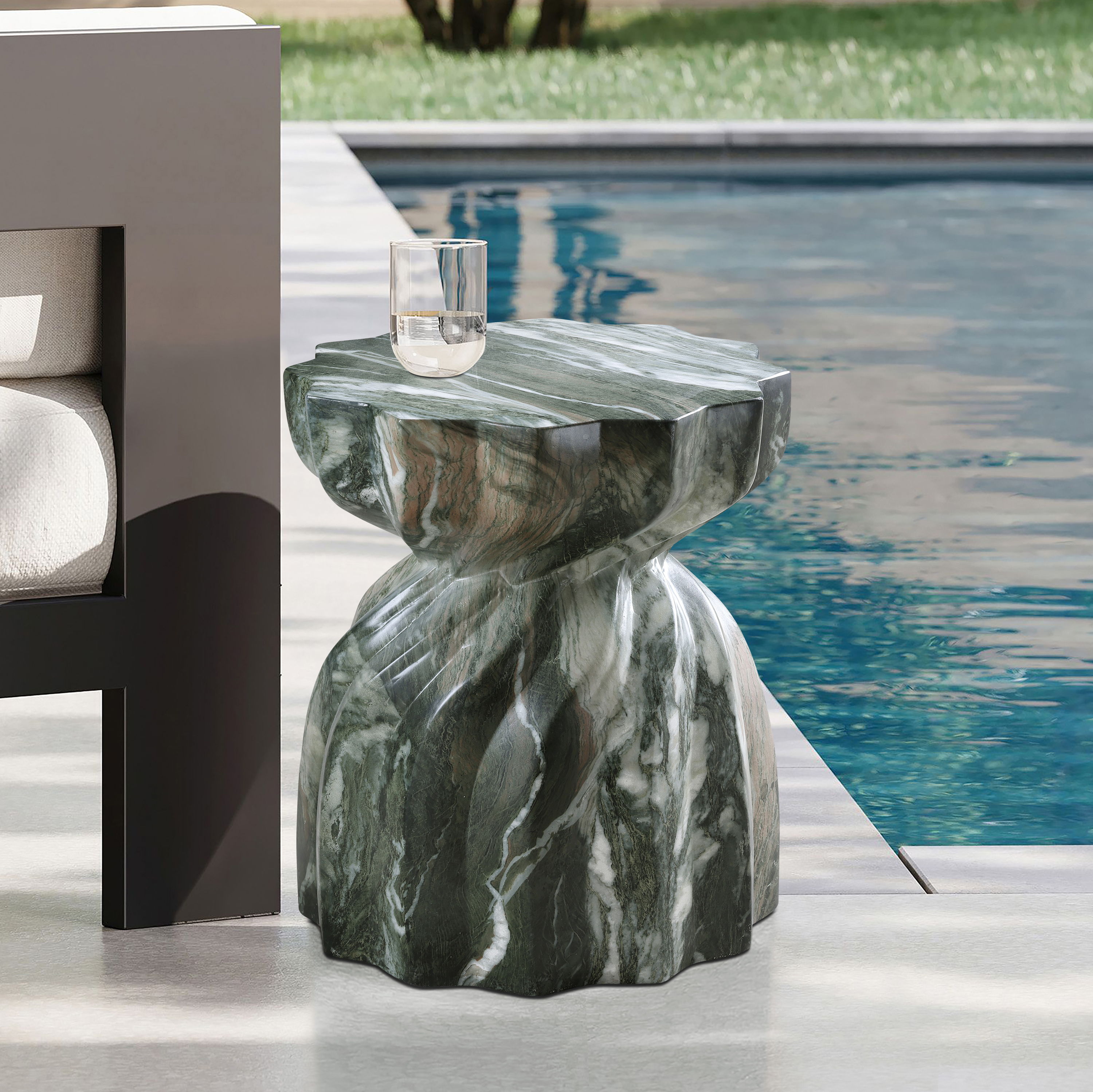 Caserta - Marble Finish Concrete End Table - Green