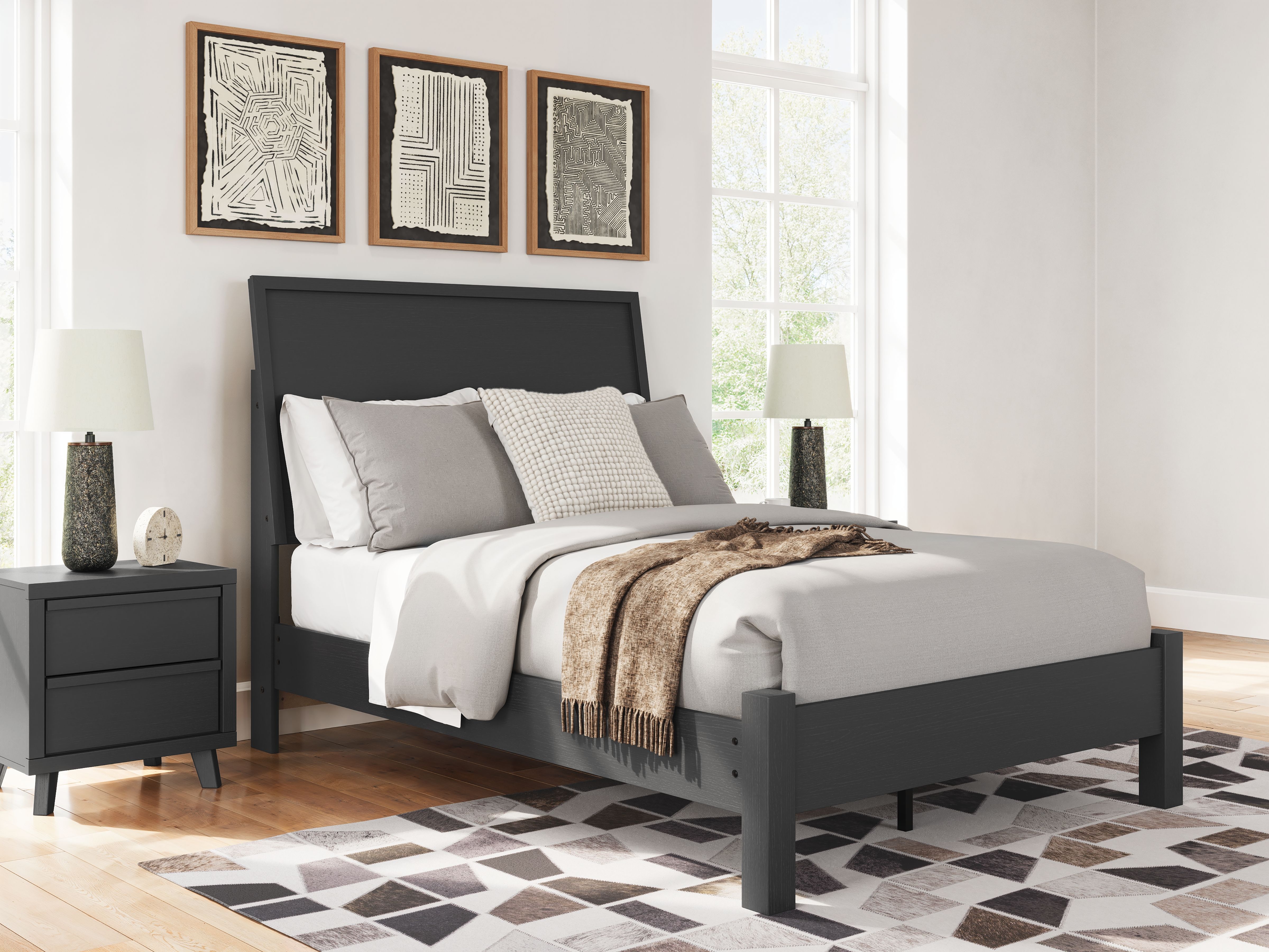 Ashley Furniture Danziar - Full Panel Bed With Low Footboard - Black - Image 2