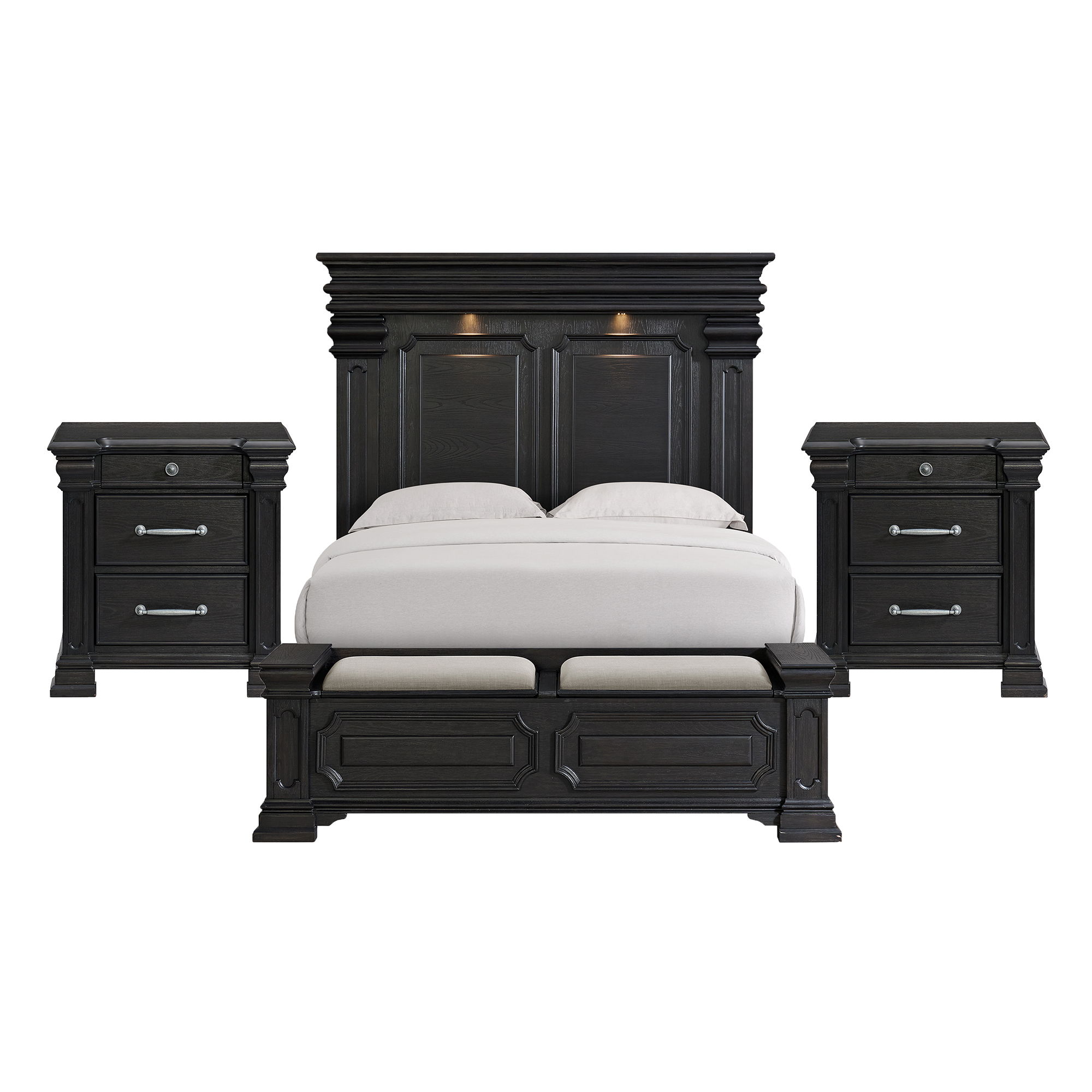 King · 3 Pc · Bedroom Set With 2 Nightstands