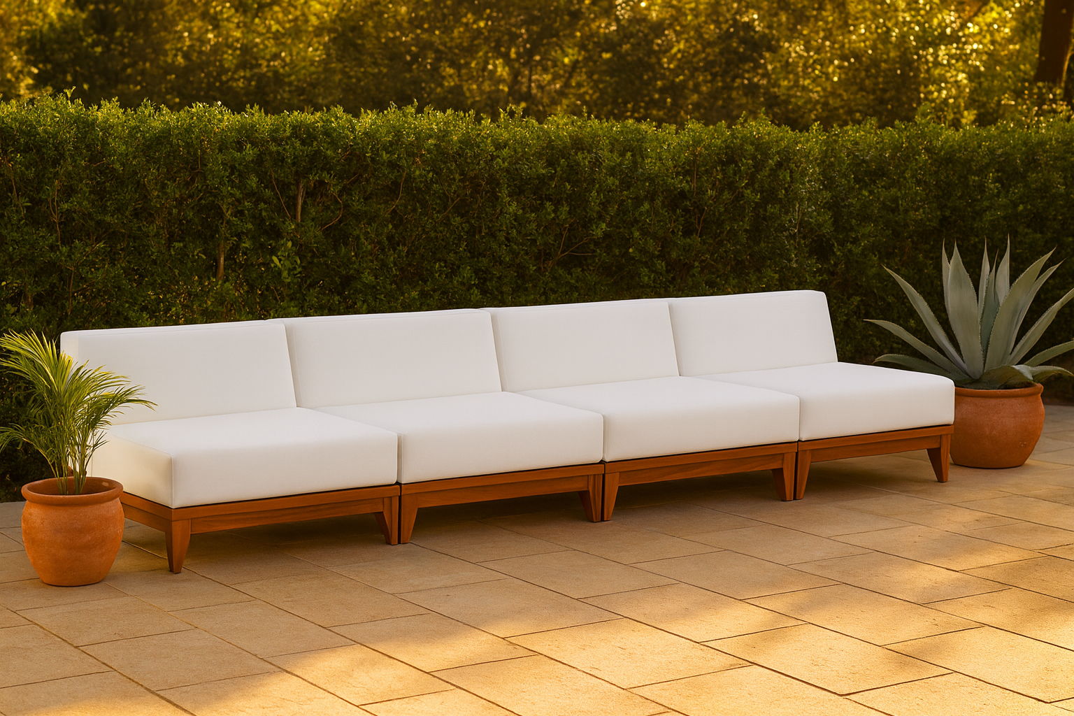 Rio - 4 Piece Modular Armless Sofa - Off White