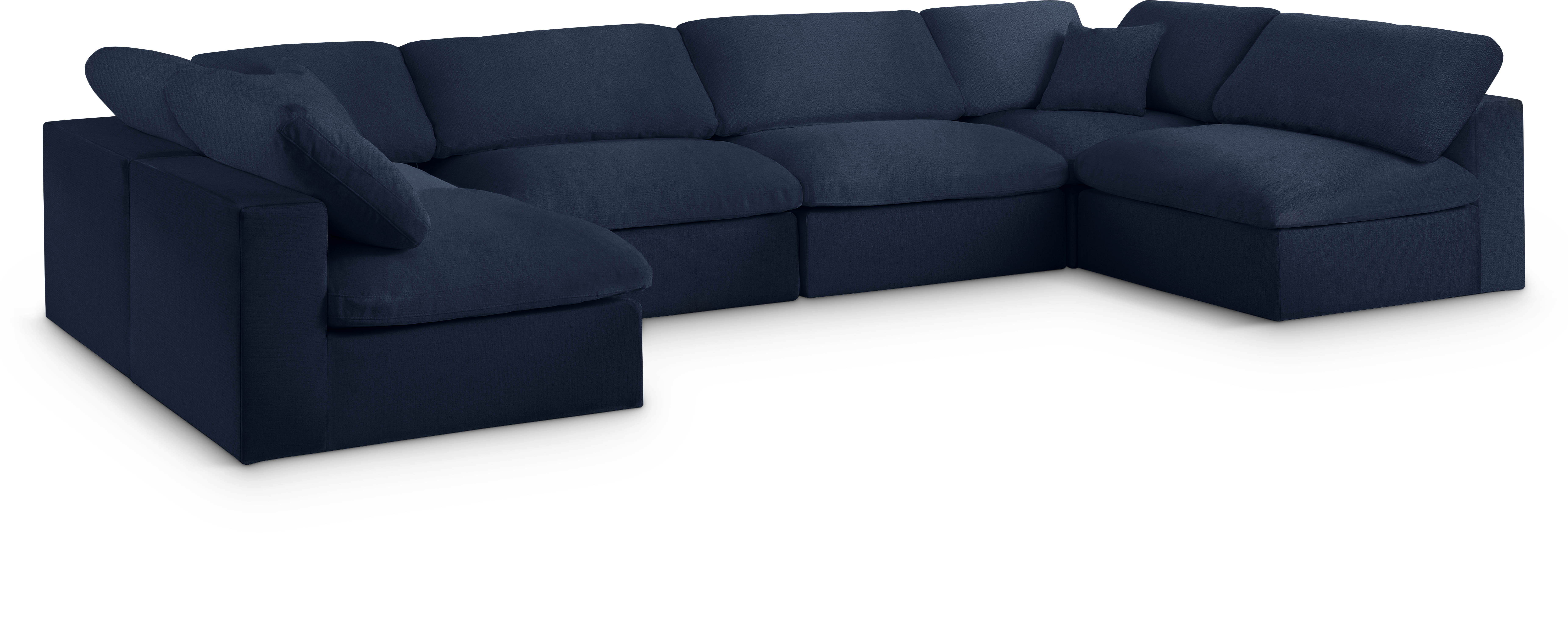Serene - 6 Piece Modular U-Shaped Sectional - Navy