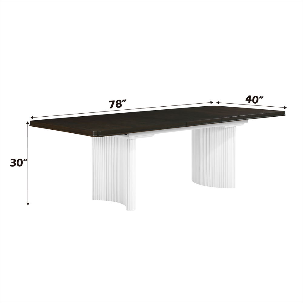 Carena - Dining Table With Leaf - White & Brown, white, view 4