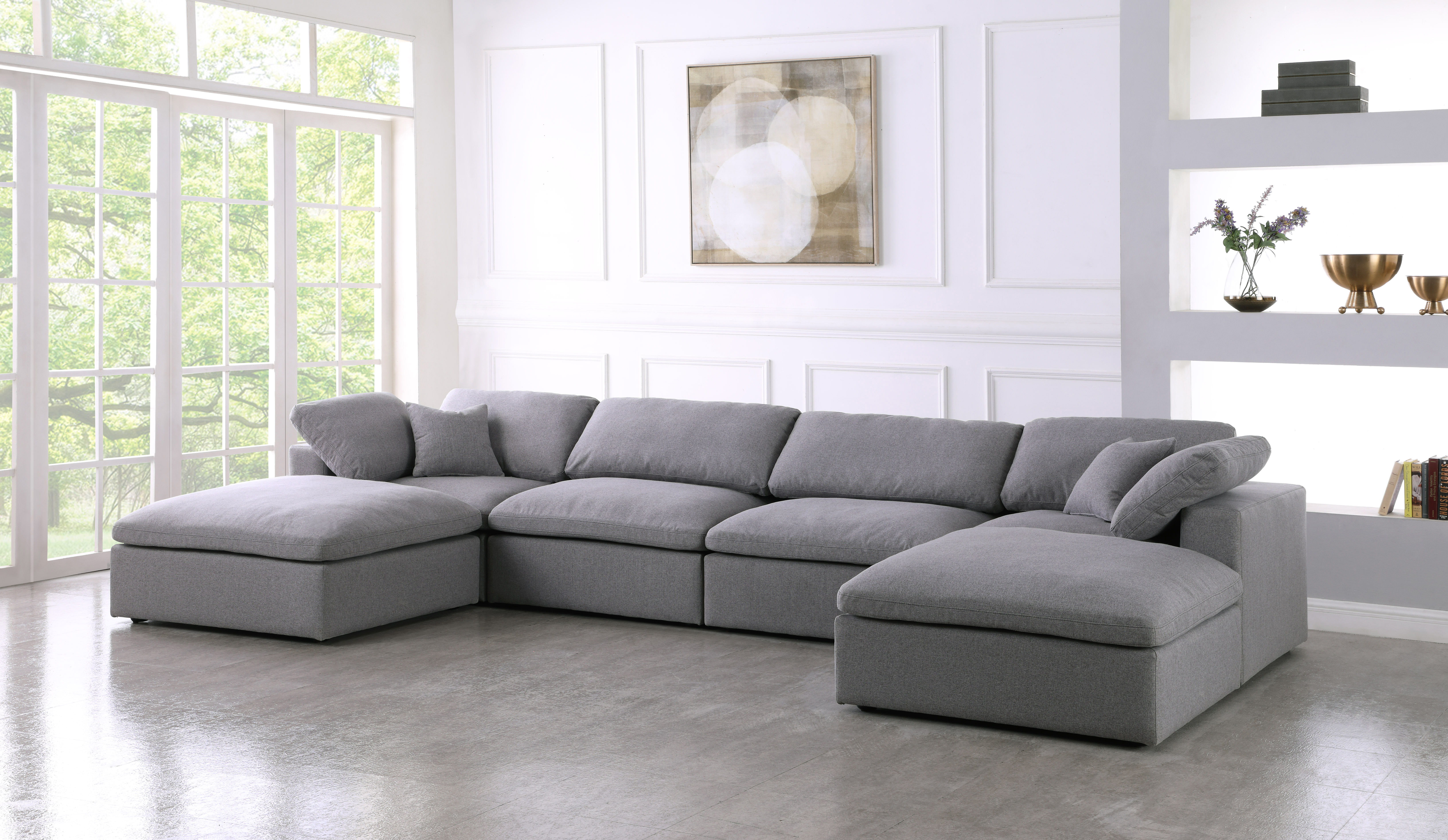 Serene - 6 Piece Modular Double Chaise Sectional - Gray