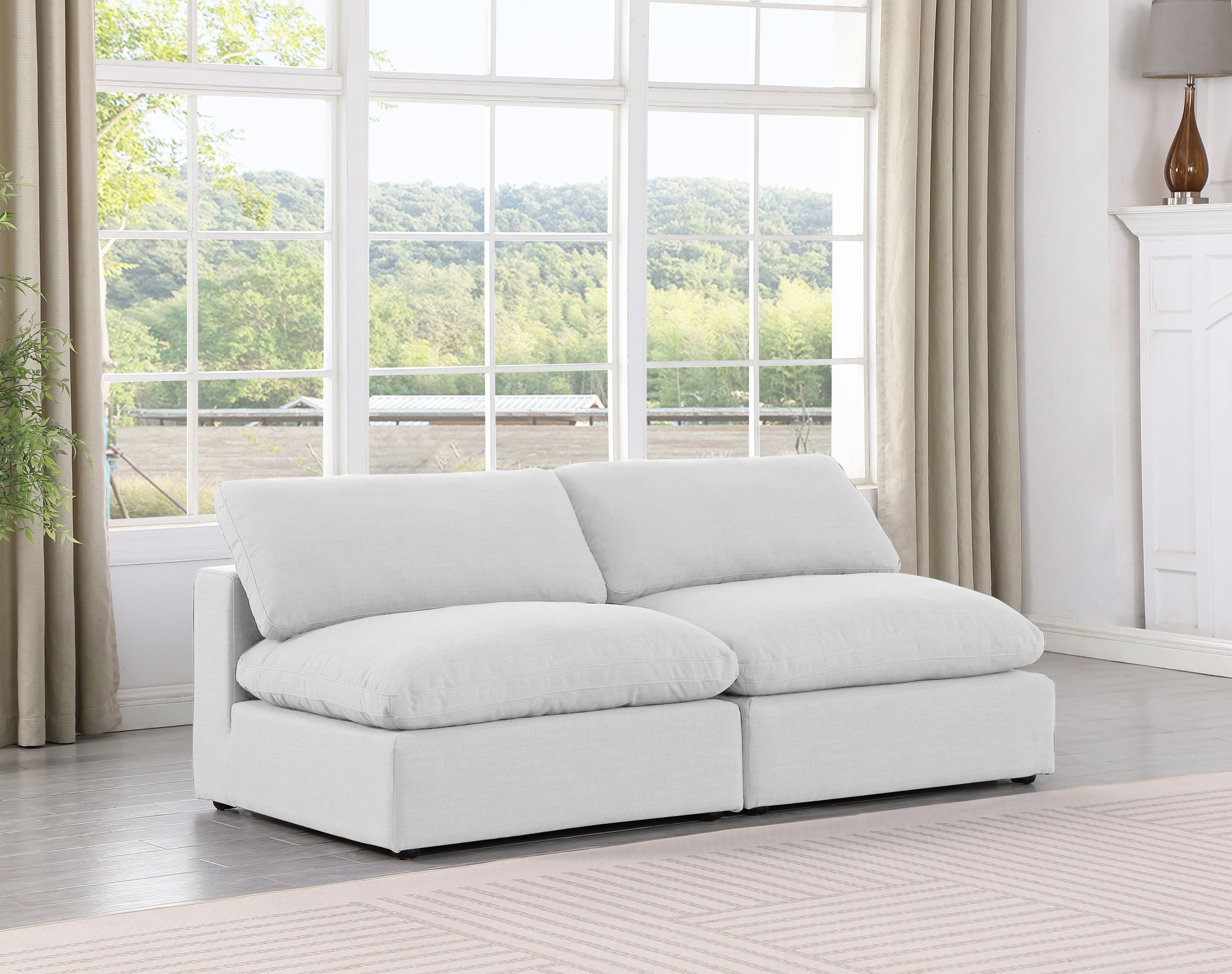 Comfy - Linen Modular Armless Sofa 2 Pieces - Off White