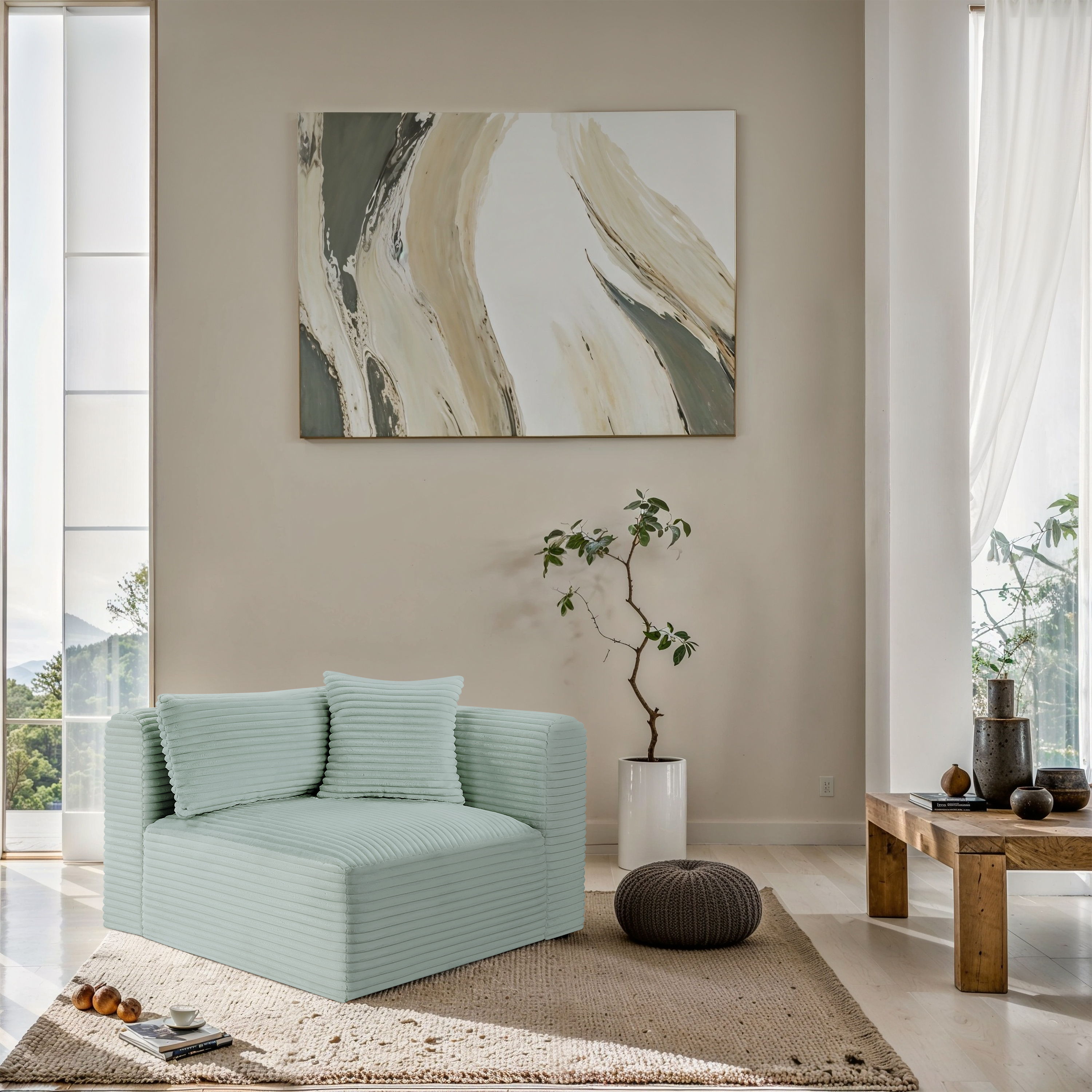 Shaggy - Corner Chair - Mint