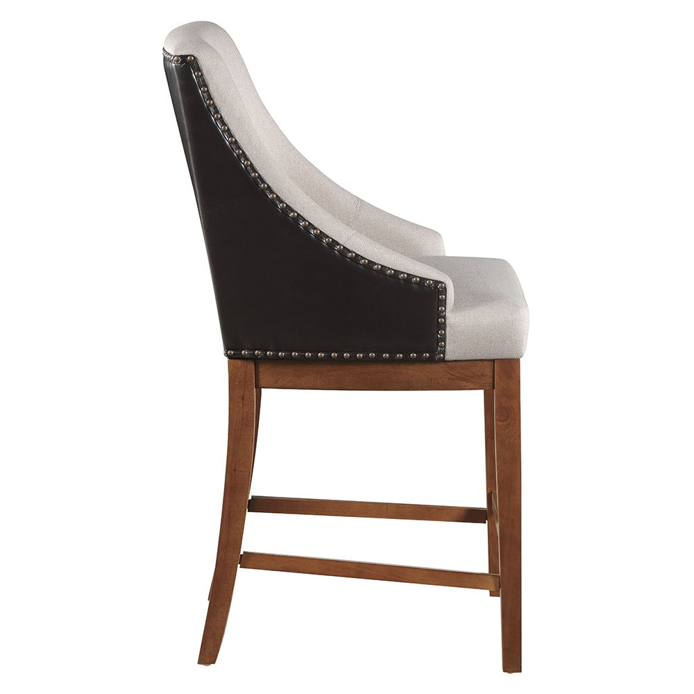 Gilsea - Counter Height Chair (Set of 2) - Fabric, Brown Synthetic Leather & Brown, light brown, view 3
