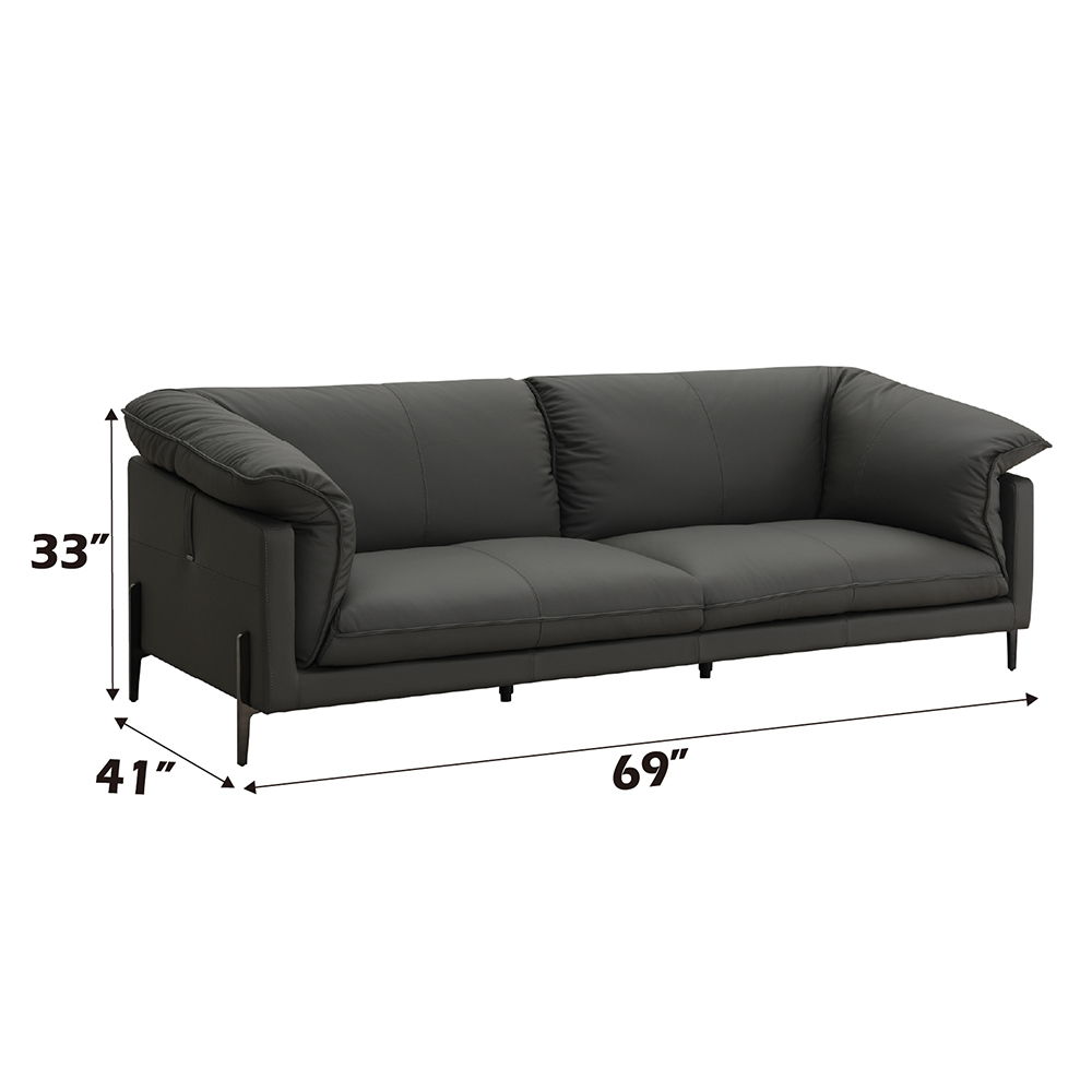 Tadi - Loveseat - Black Top Grain Leather, black, view 4