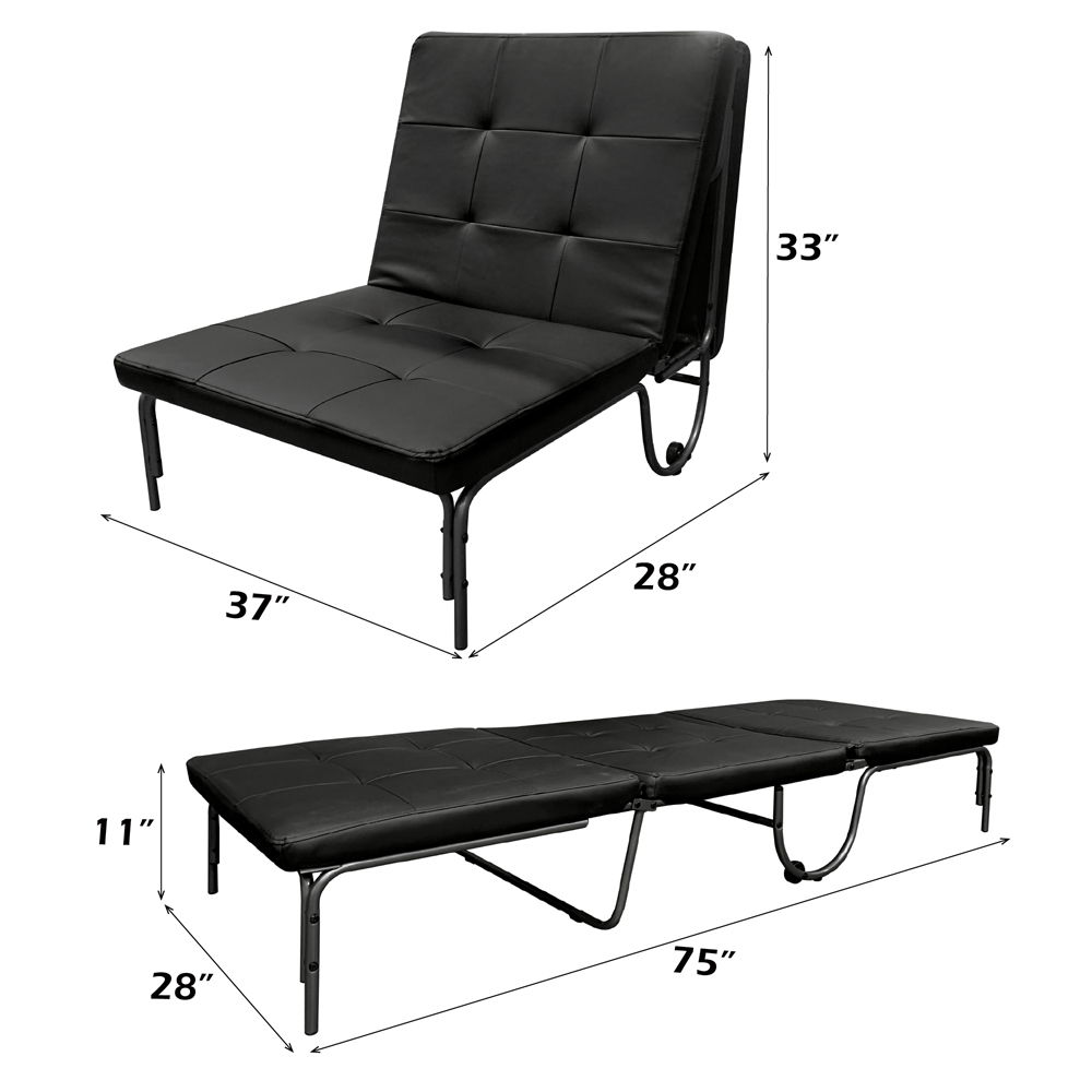 Senon - Adjustable Chair Futon - Silver & Black, black, view 7