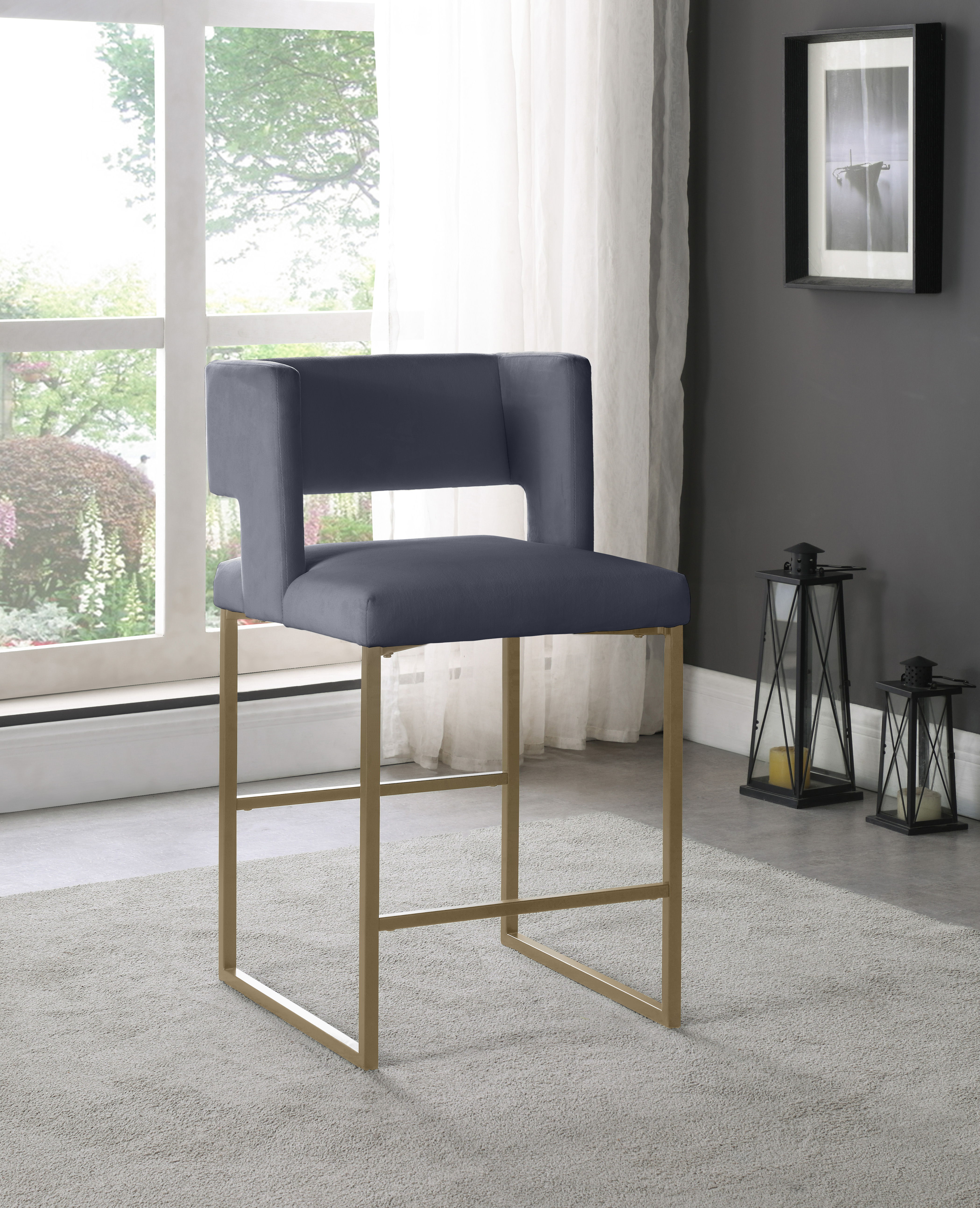 Caleb - Fabric Counter Stool (Set of 2) - Gray