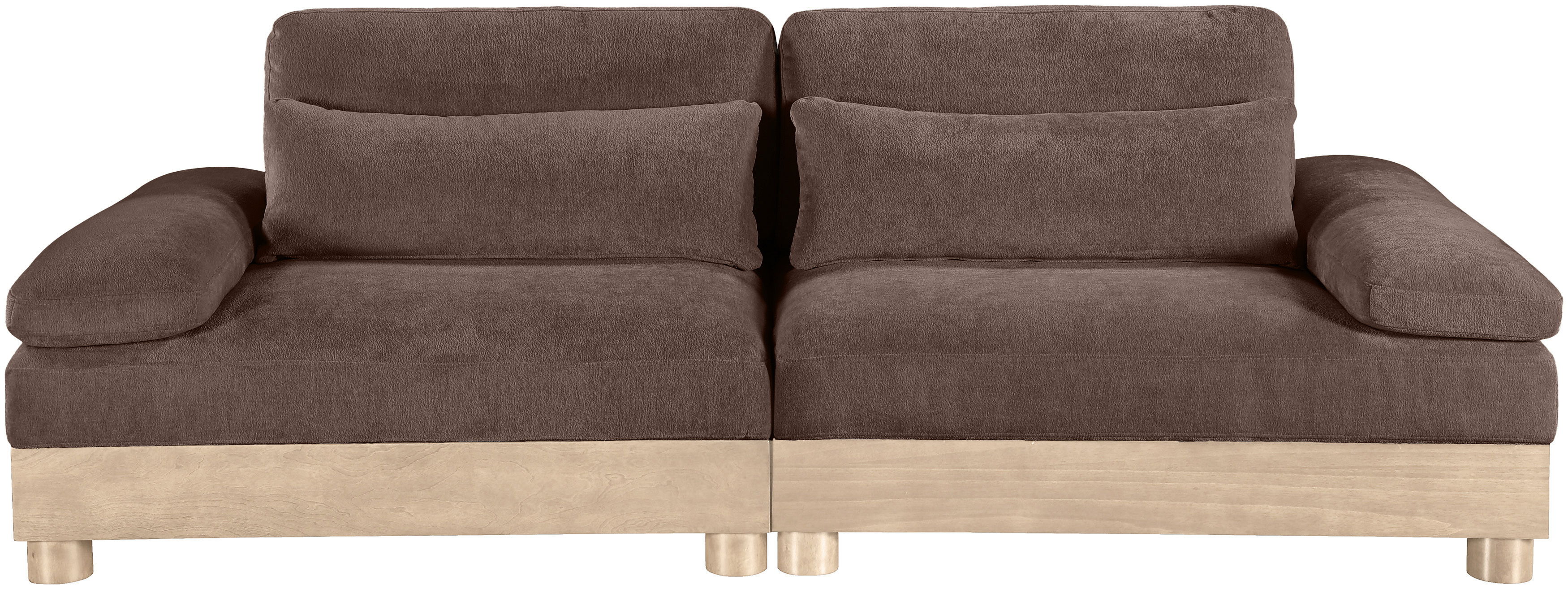 Turin - 95.5" Chenille Fabric Upholstered 2 Piece Modular Loveseat - Brown / Natural Oak