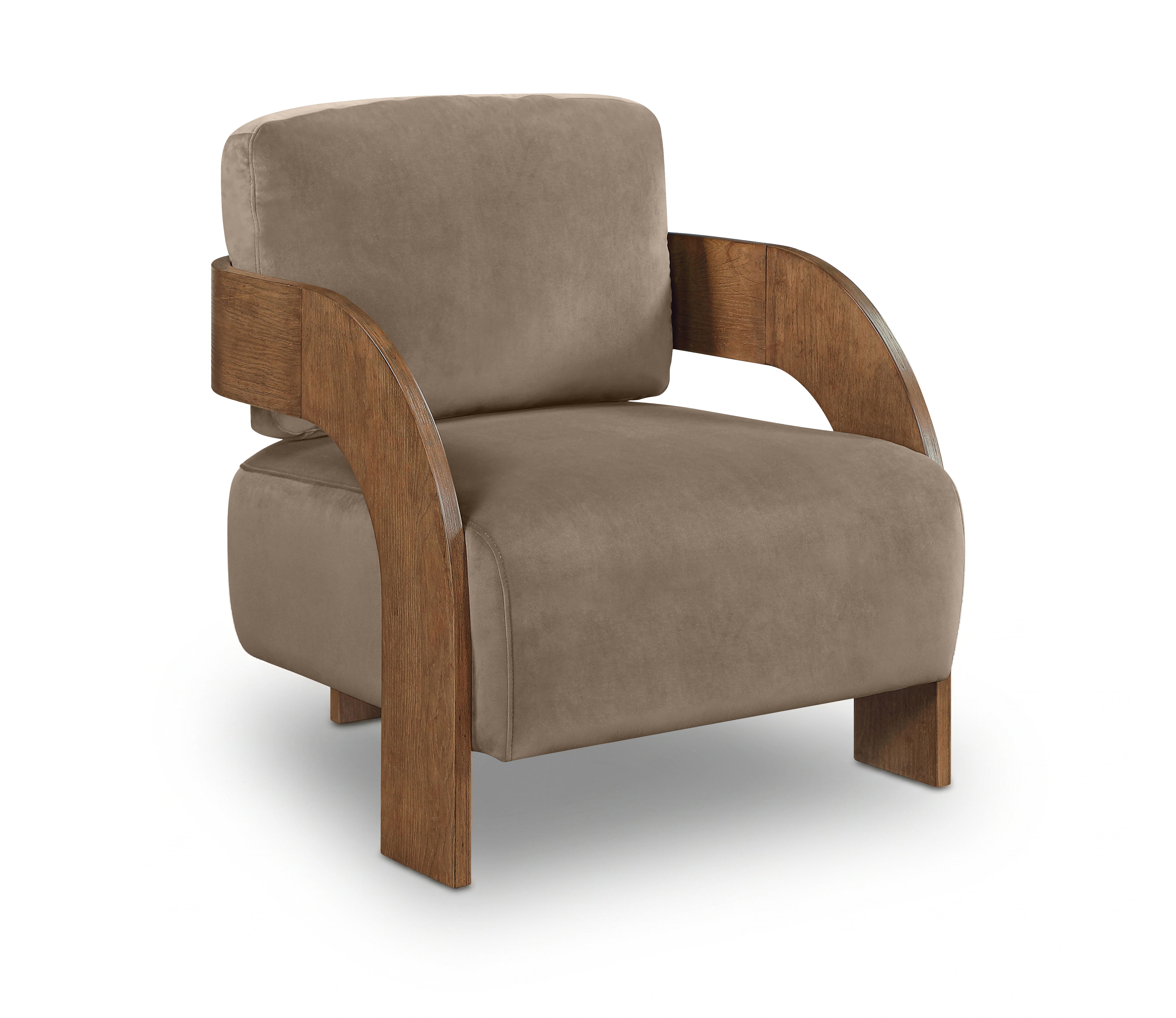 Cedra - Velvet Performance Fabric Upholstered Accent Chair - Taupe