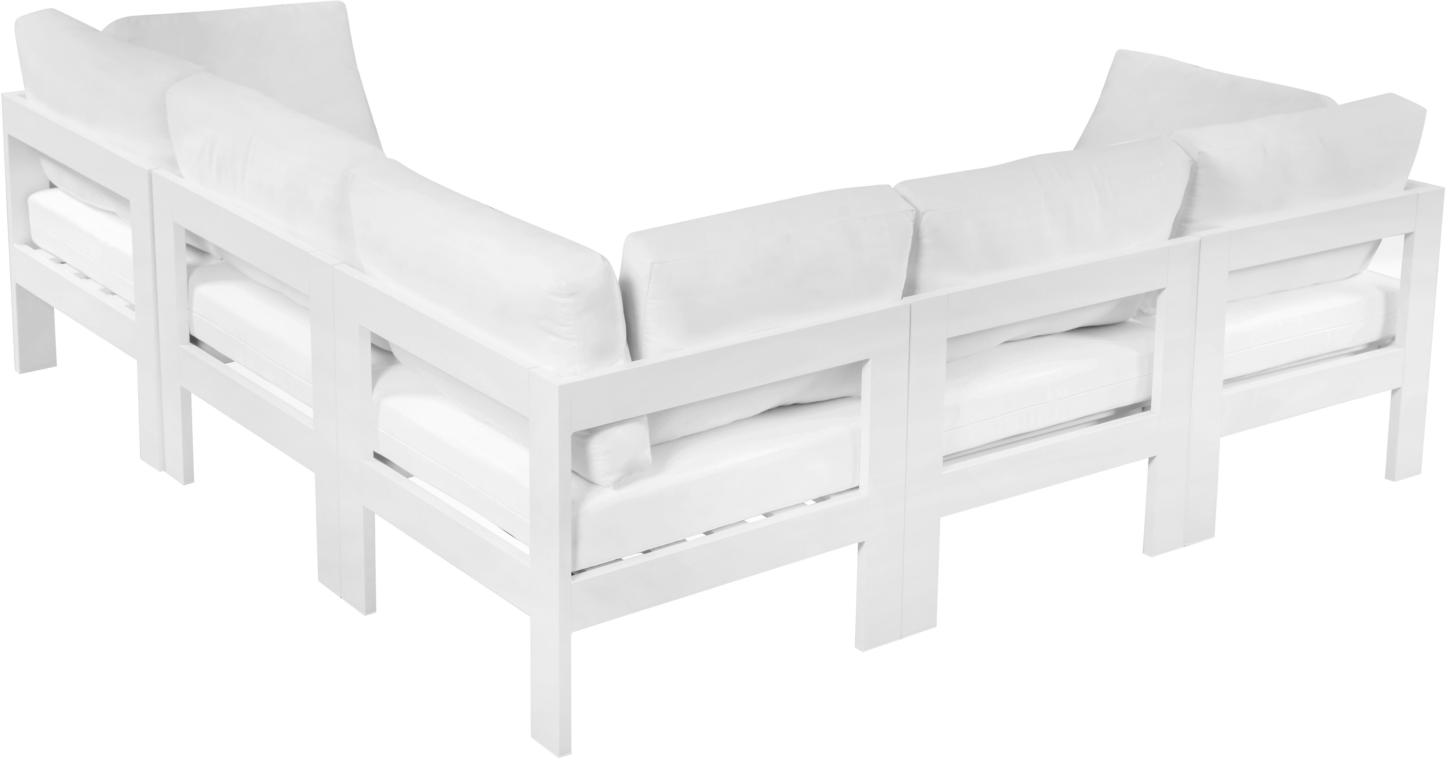Nizuc - Outdoor Patio 5 Piece Modular Corner Sectional With White Frame - White