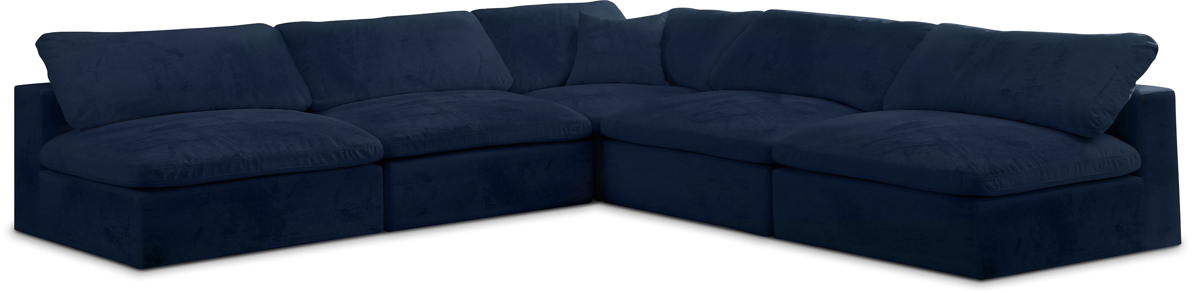 Cozy - 5 Piece Modular Corner Armless Sectional - Navy
