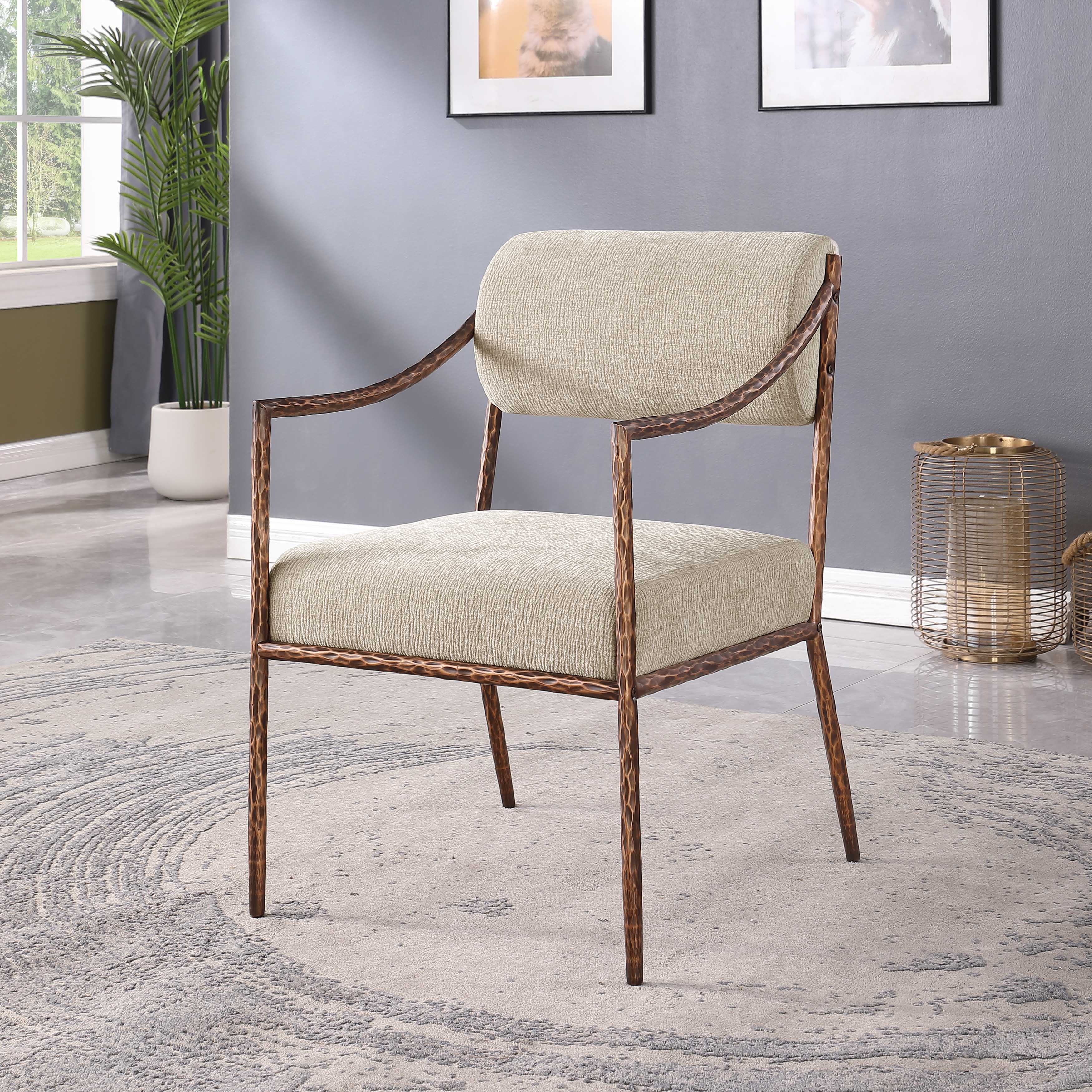 Bastille - Upholstered Dining Arm Chair (Set of 2) - Beige / Bronze