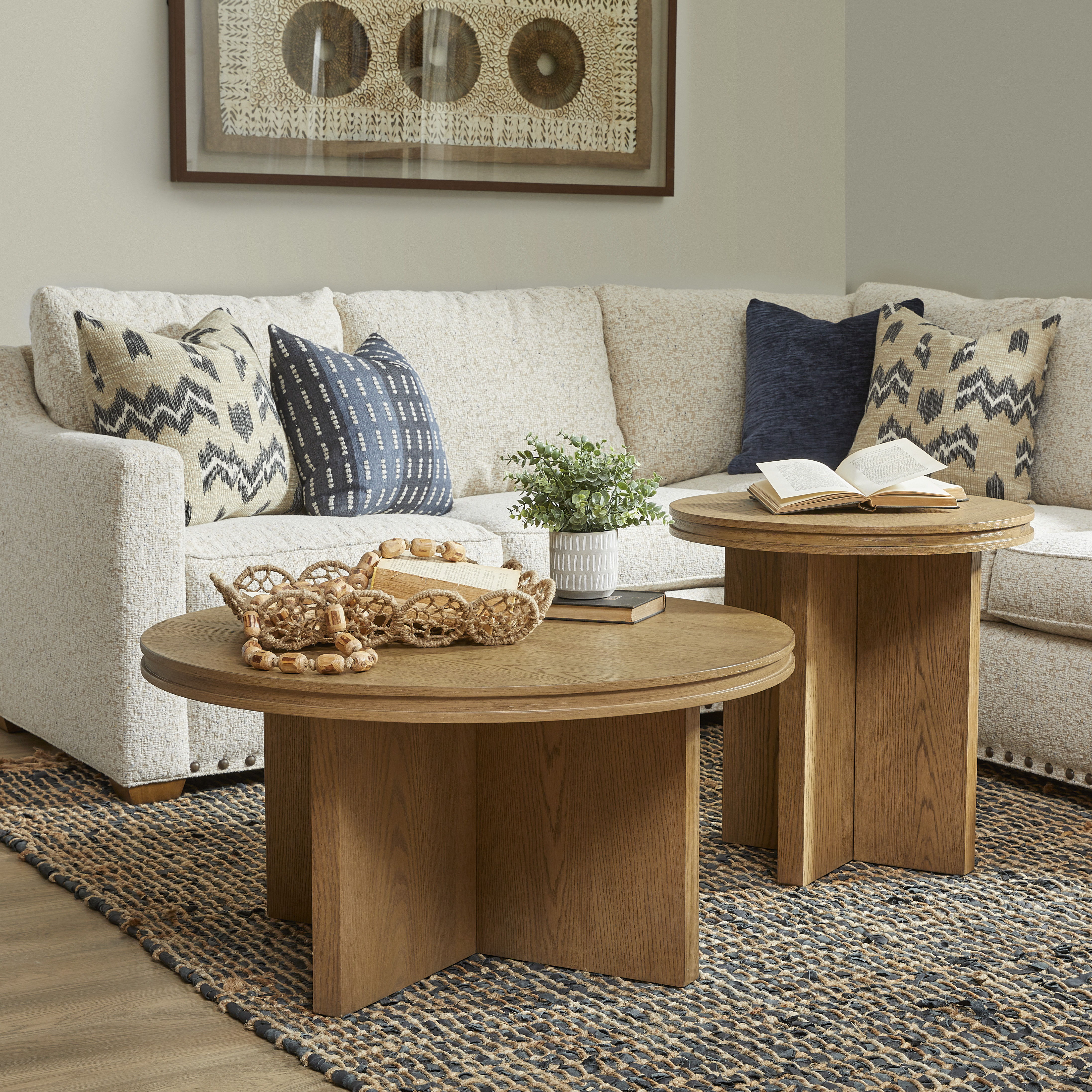 Waterfall - Round Coffee Table - Light Brown, light brown, view 2