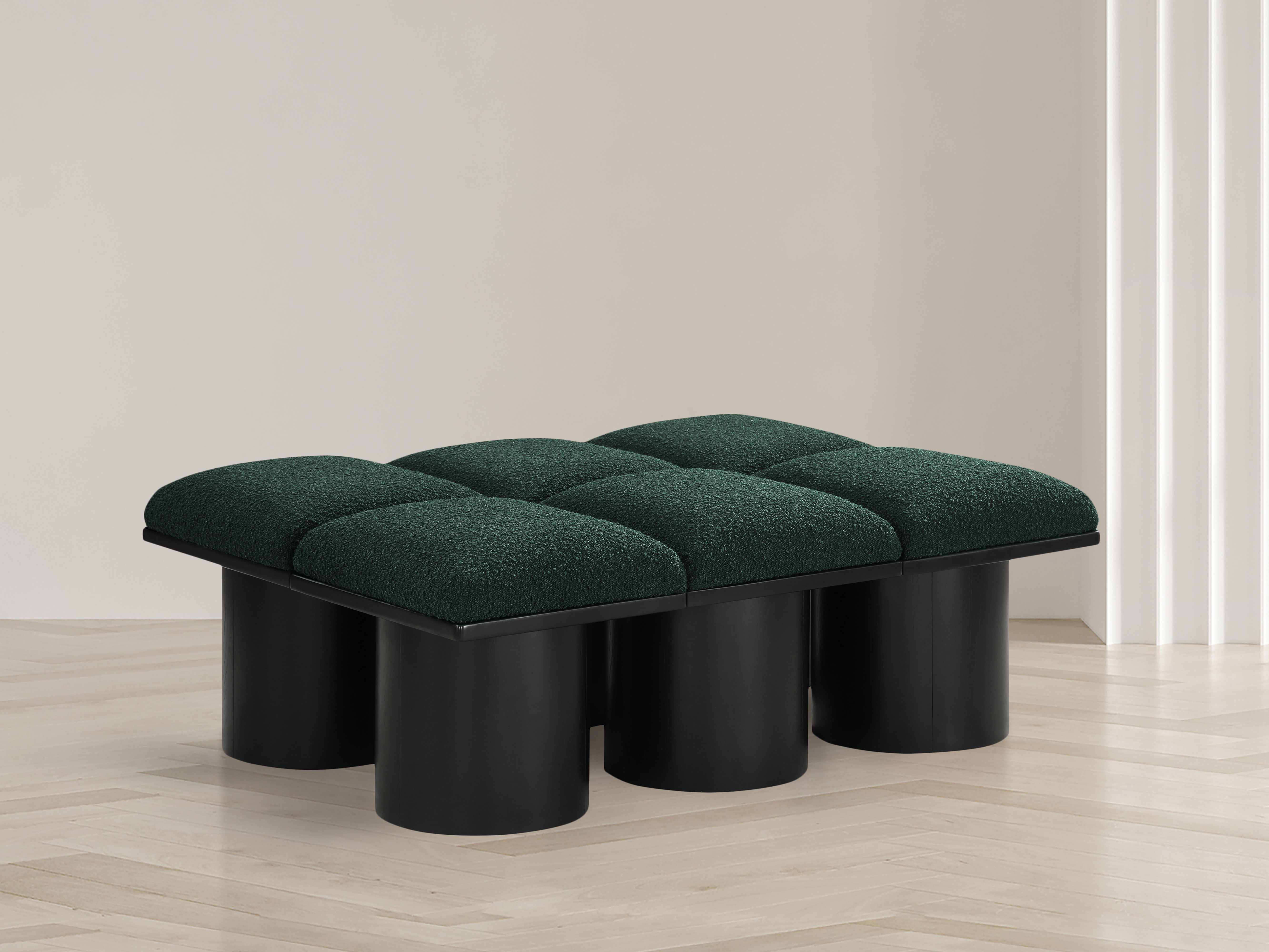 Pavilion - 46.5" 6 Piece Modular Bench With Black Base - Green