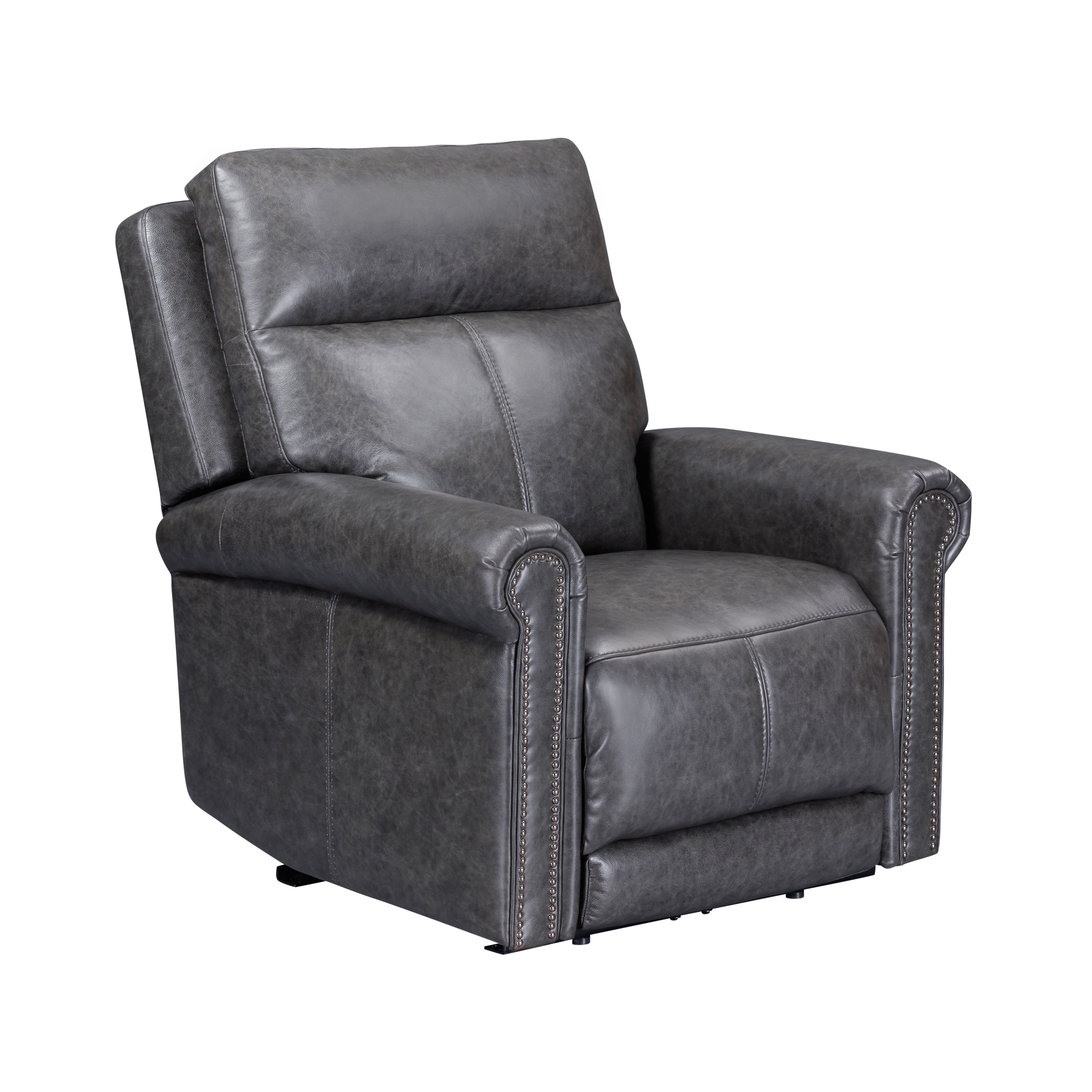 Alexander - Power Recliner With Power Headrest & Lumbar - Weathered Stone Gray, dark gray