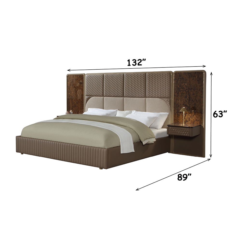 Marcelino - Eastern King Bed - Brown & Beige, light brown, view 5