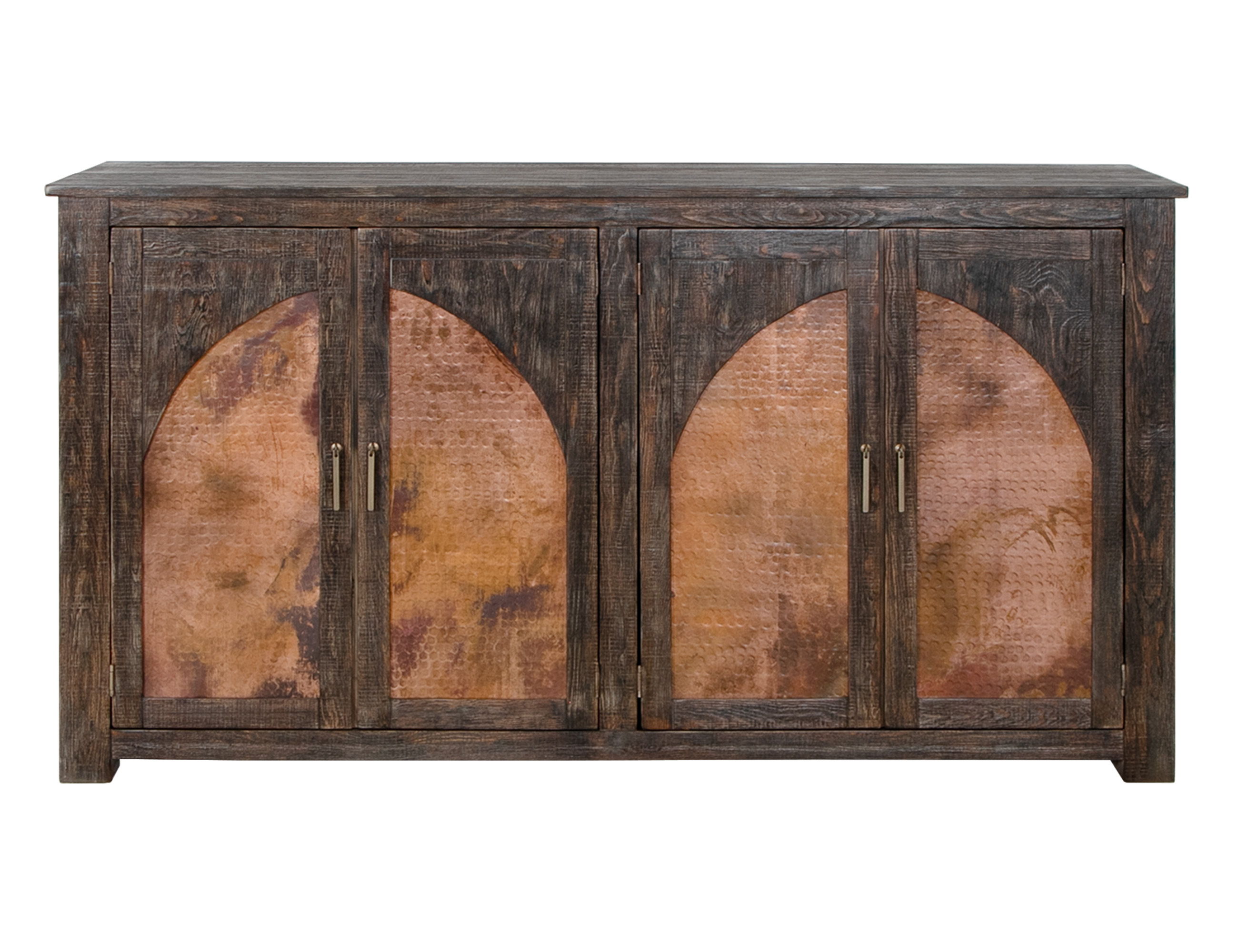 International Furniture Direct Blackburn - 4 Doors Console - Charred Brown