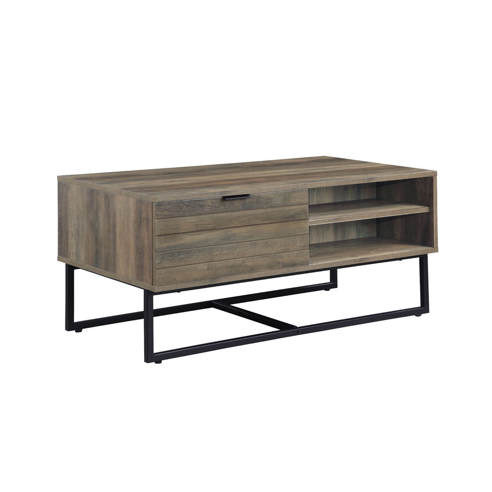 Homare - Coffee Table - Rustic Oak & Black, light brown, view 2