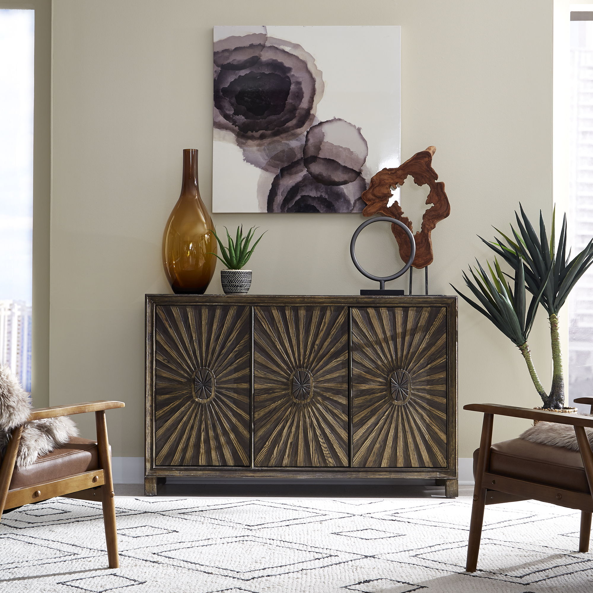 Liberty Furniture Chaucer 2 Door Wine Accent Cabinet Dark Brown FurnitureDepotOhio