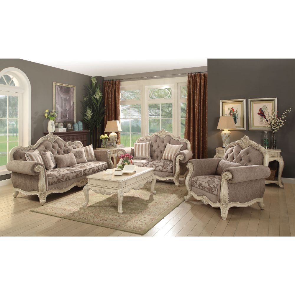 Ragenardus - Chair With Pillow - Gray Fabric & Antique White, gray, view 2