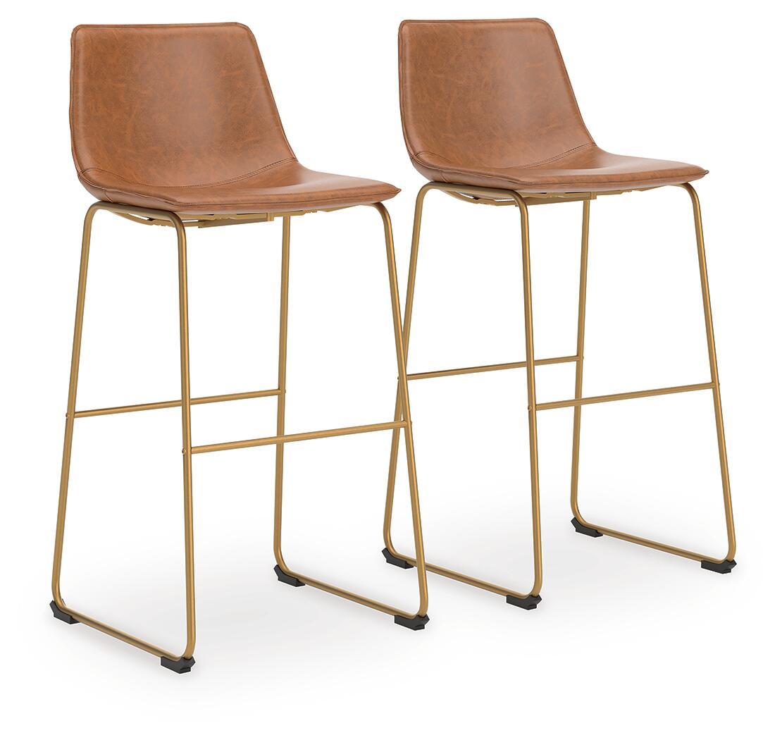 Ciabori – Tall Upholstered Barstool (Set of 2) – Brown / Gold