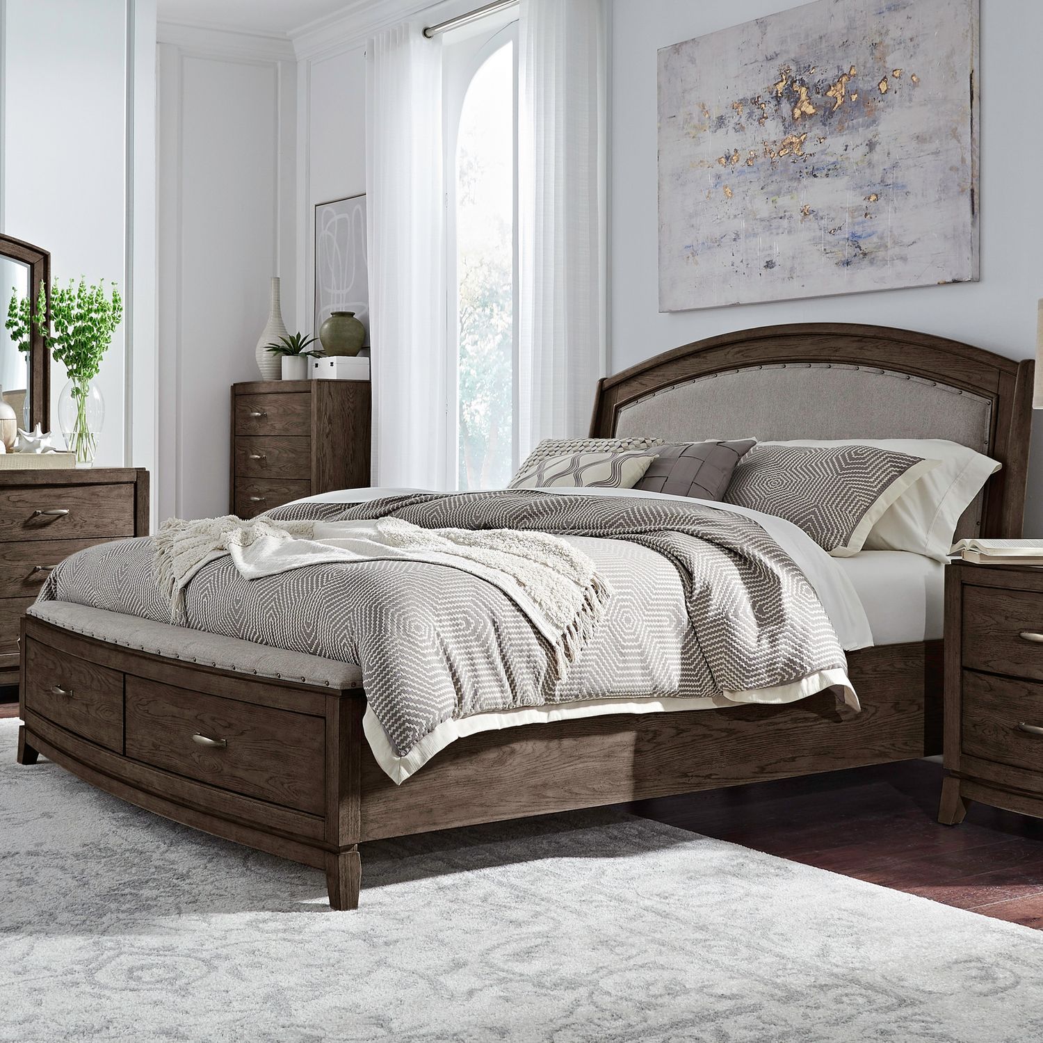 Avalon - King Upholstered Storage Bed - Brown Image