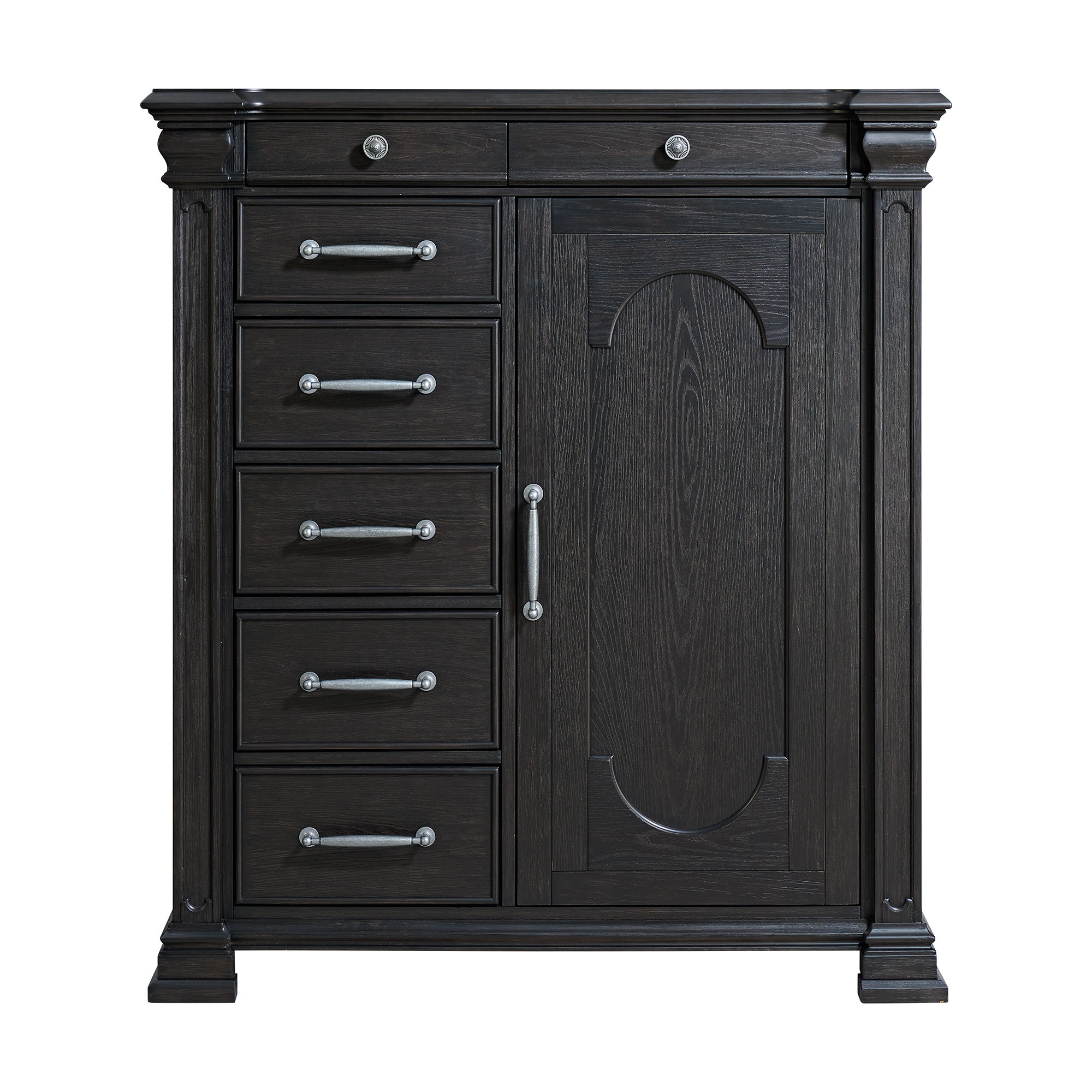 Kings Court - 1 Door And 7-Drawer Chest - Black