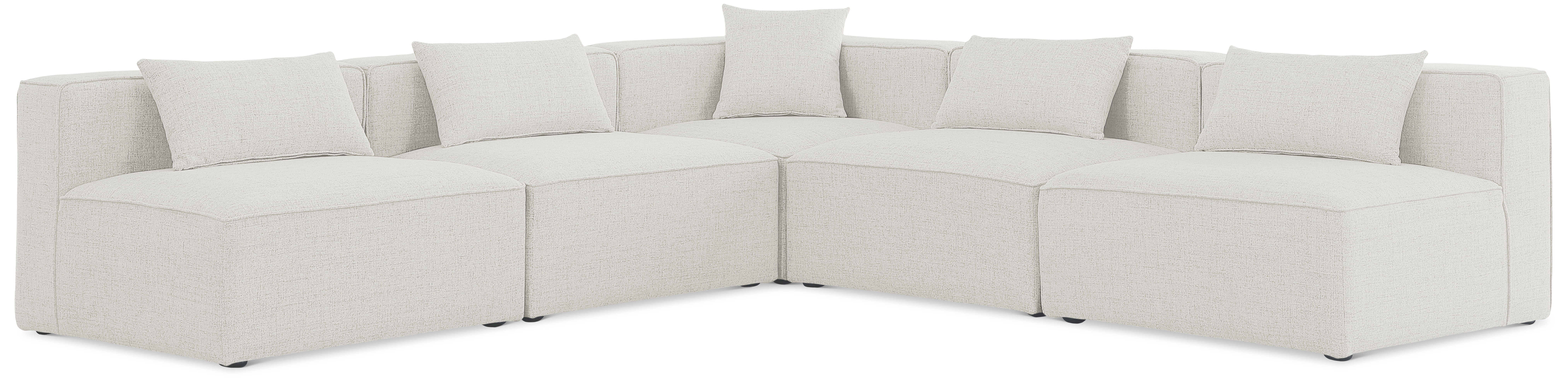 Cube - Linen 5 Piece Modular Corner Armless Sectional - Cream