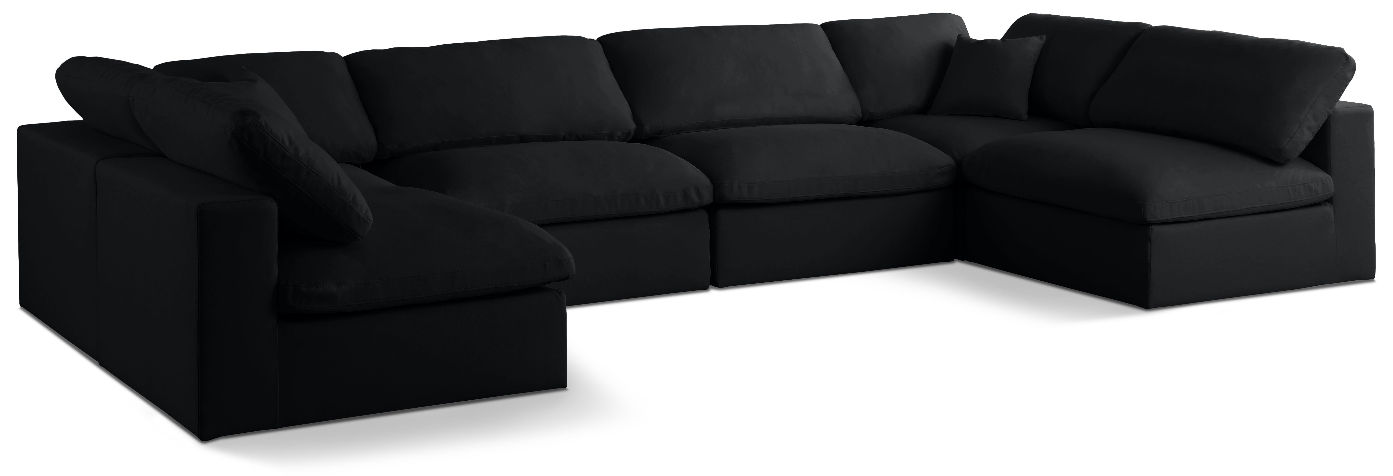 Plush - 6 Piece Modular U-Shaped Sectional - Black