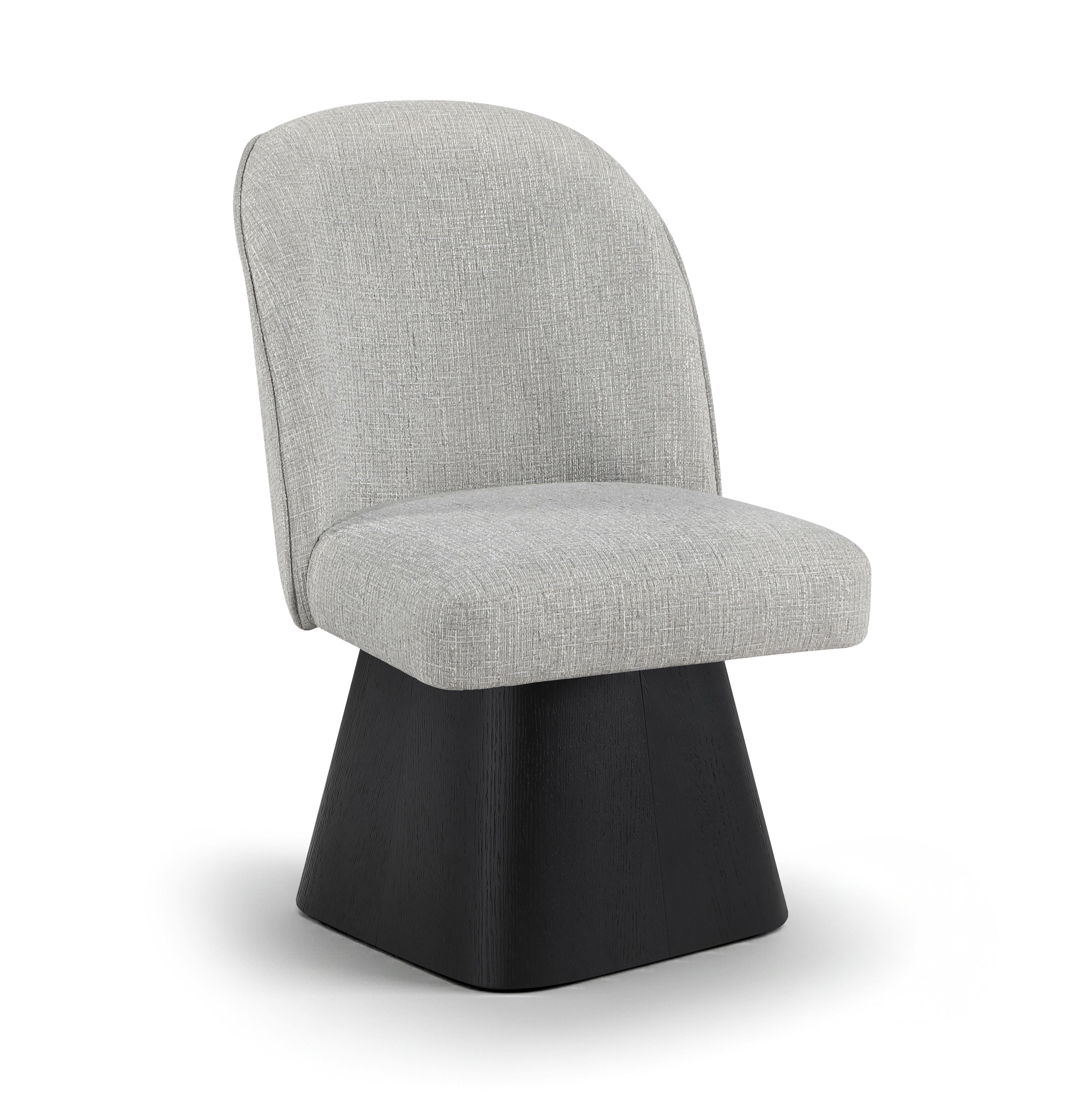 Marlowe - Linen Textured Fabric Upholstered Swivel Dining Side Chair - Grey