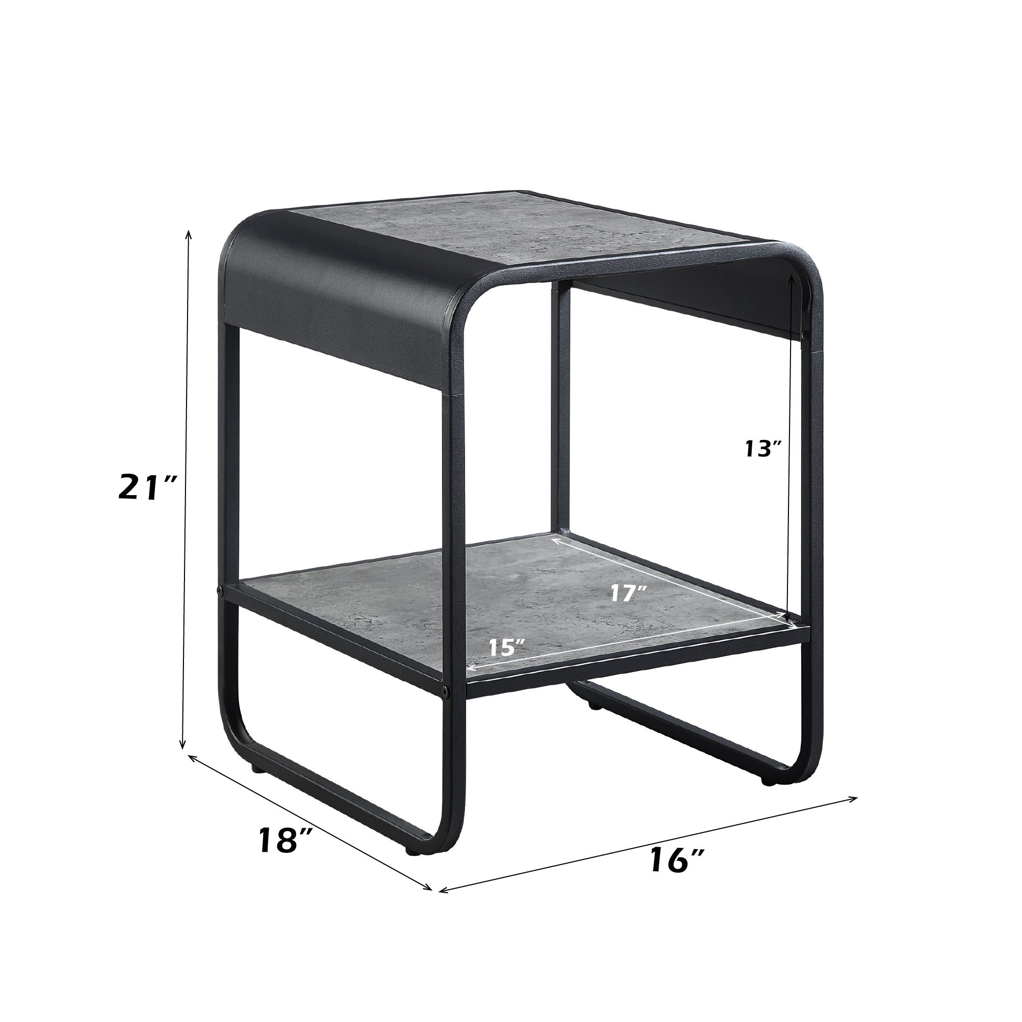Raziela - 21" End Table - Concrete Gray & Black, black, view 3