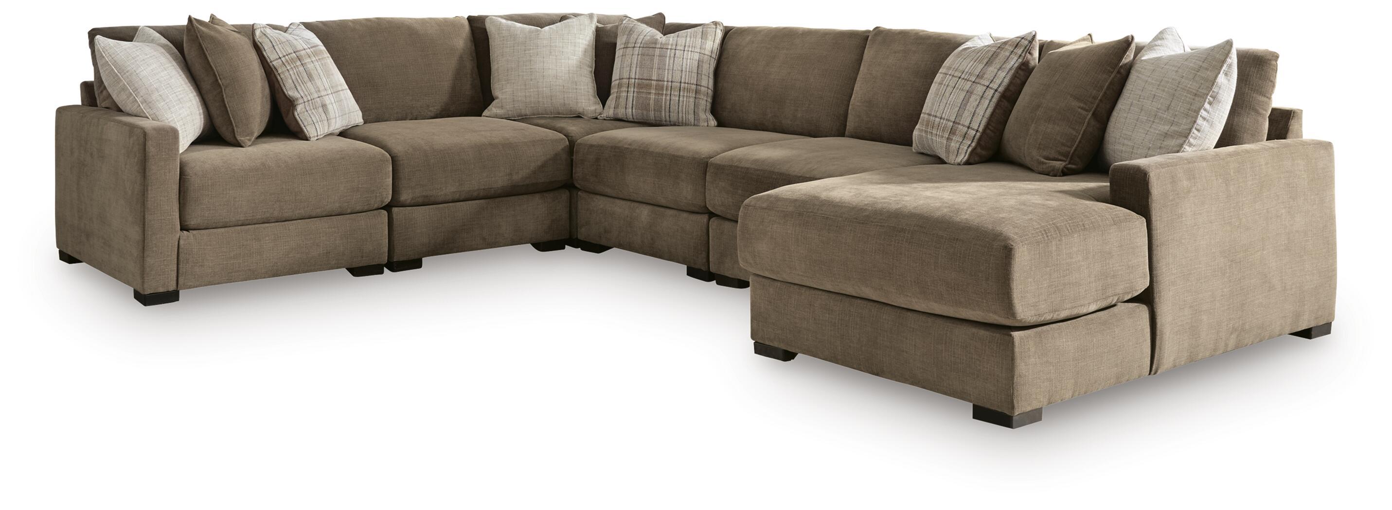 Camellia-Court – 6-Piece Sectional With RAF Corner Chaise – Coffee