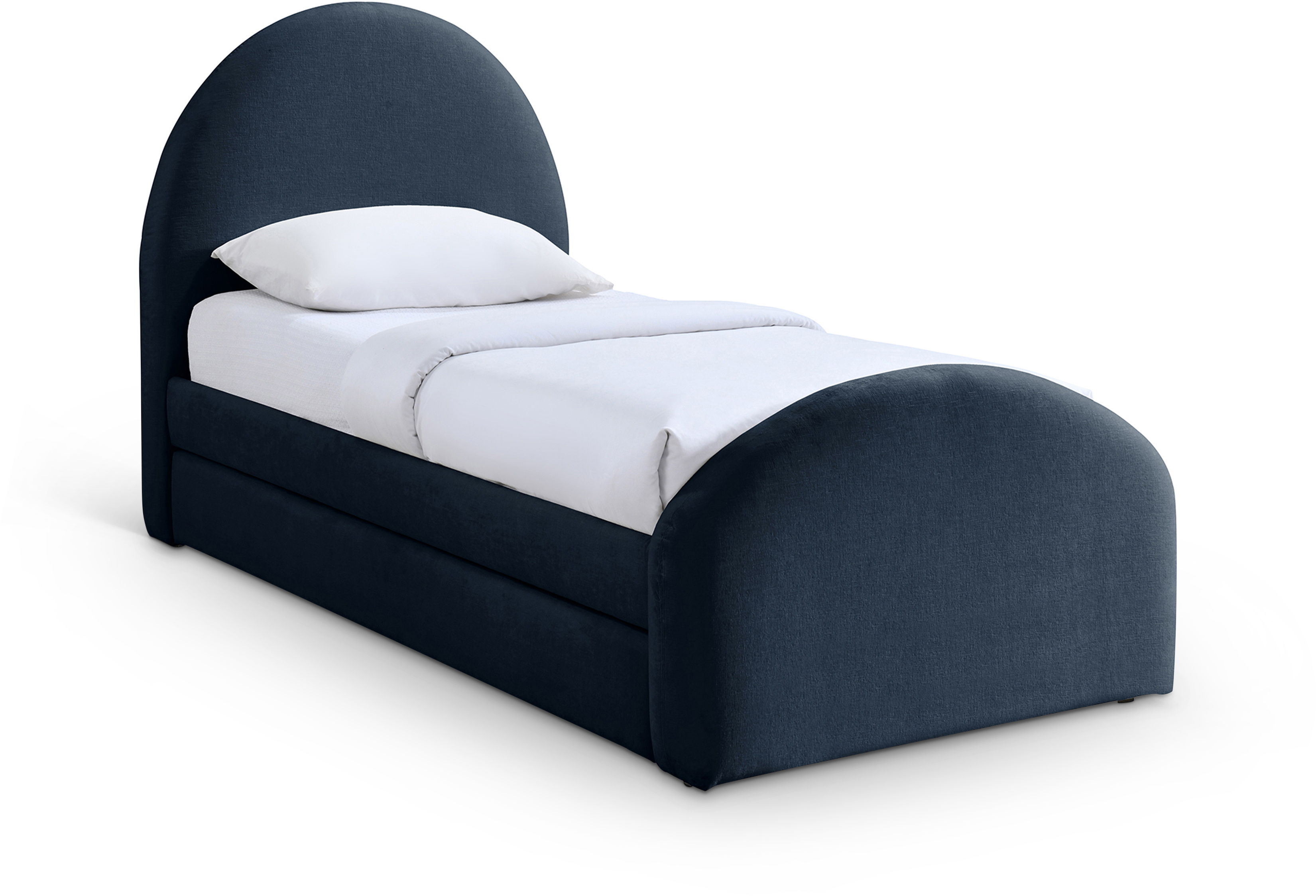 Andaz - Chenille Fabric Upholstered Twin Trundle Bed - Navy