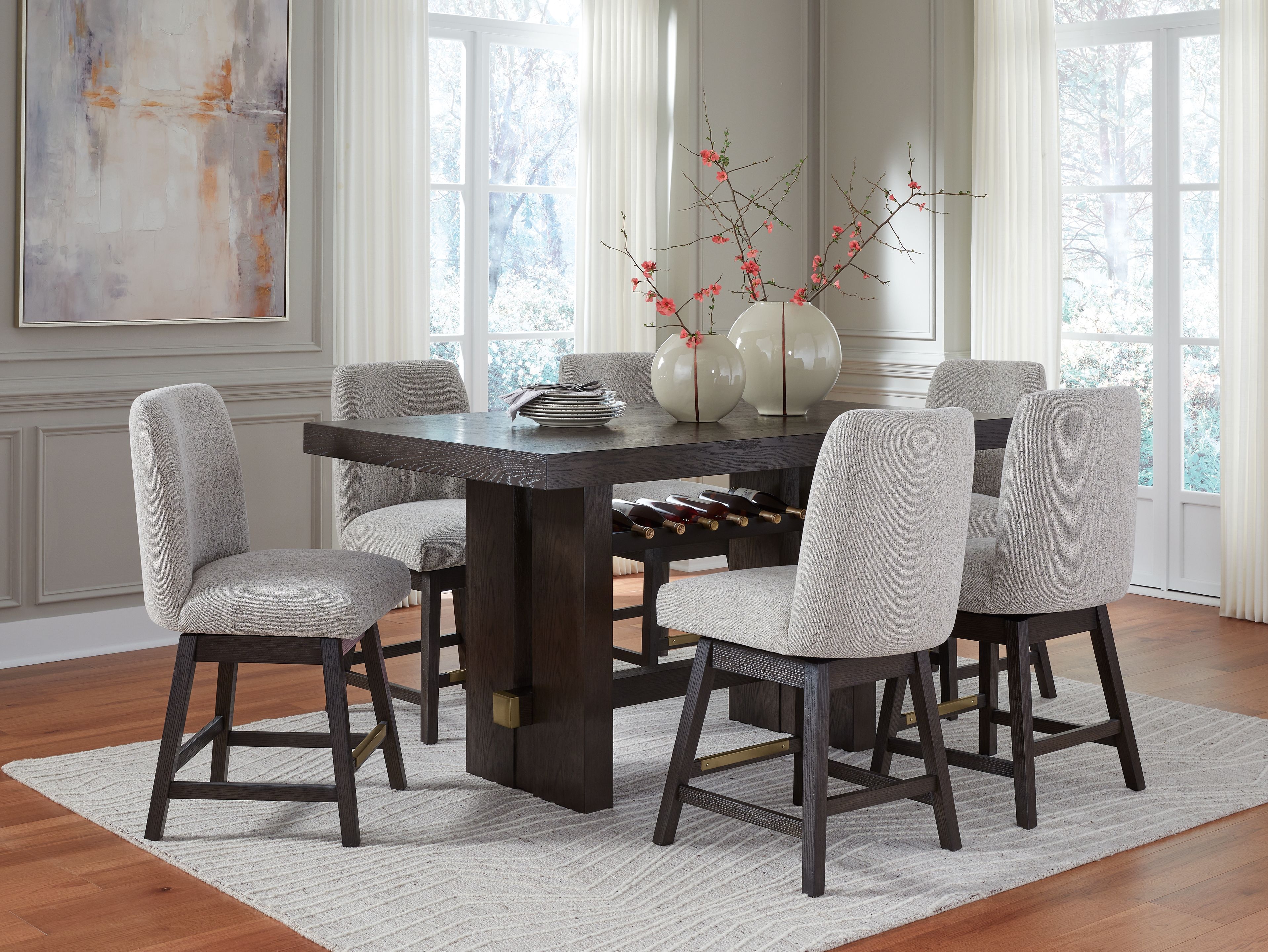 7 Pc · Rectangular Counter Table, 6 Barstools