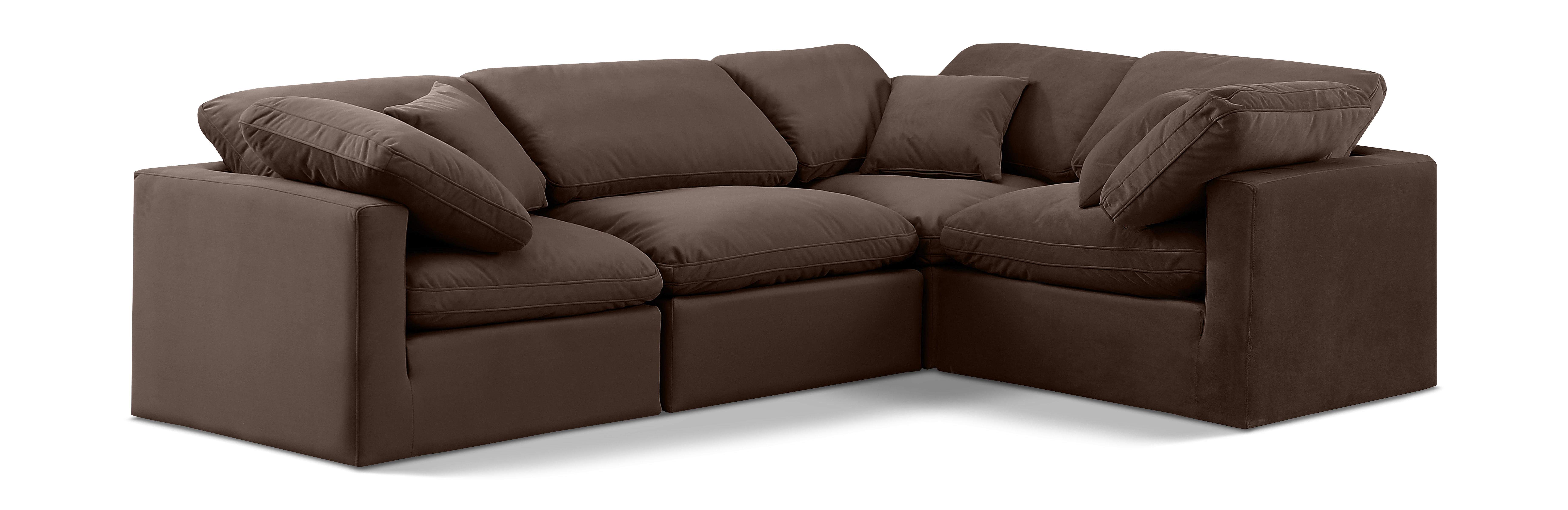 Indulge - Velvet 4 Piece Modular Corner Sectional - Brown