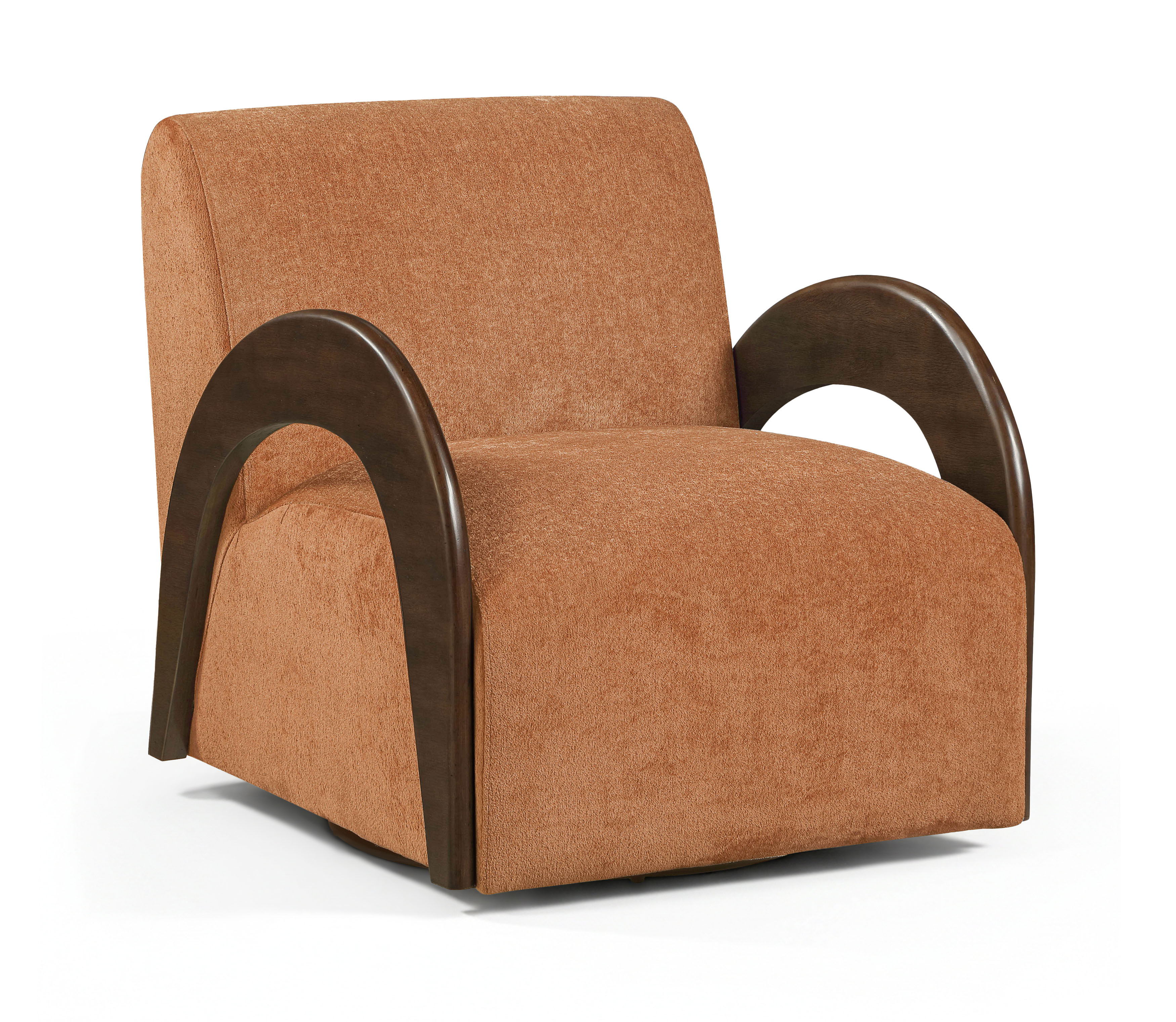 Neria - Chenille Fabric Upholstered Swivel Accent Chair - Cognac