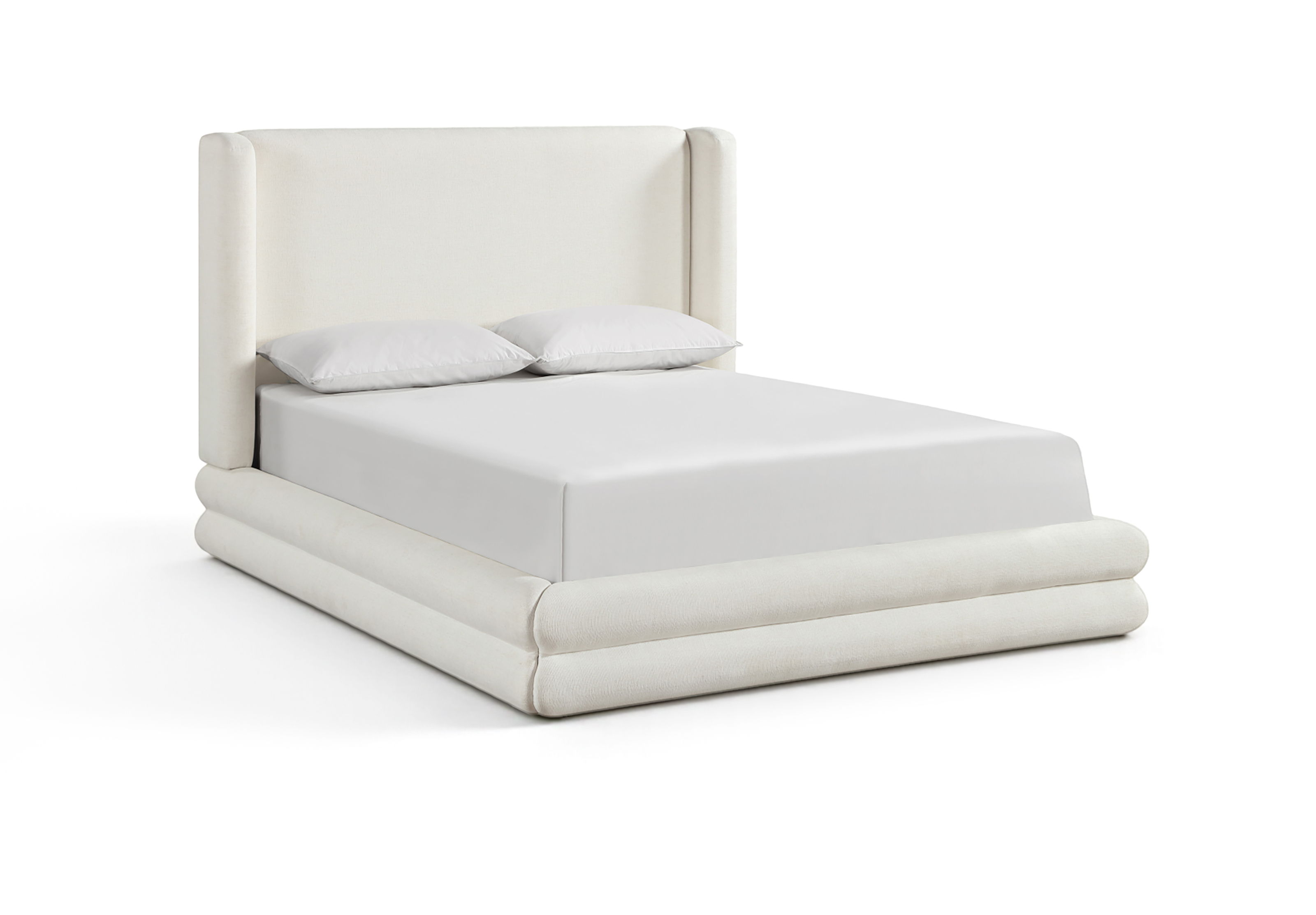 Chandra - Linen Textured Fabric Upholstered Full Bed - Cream