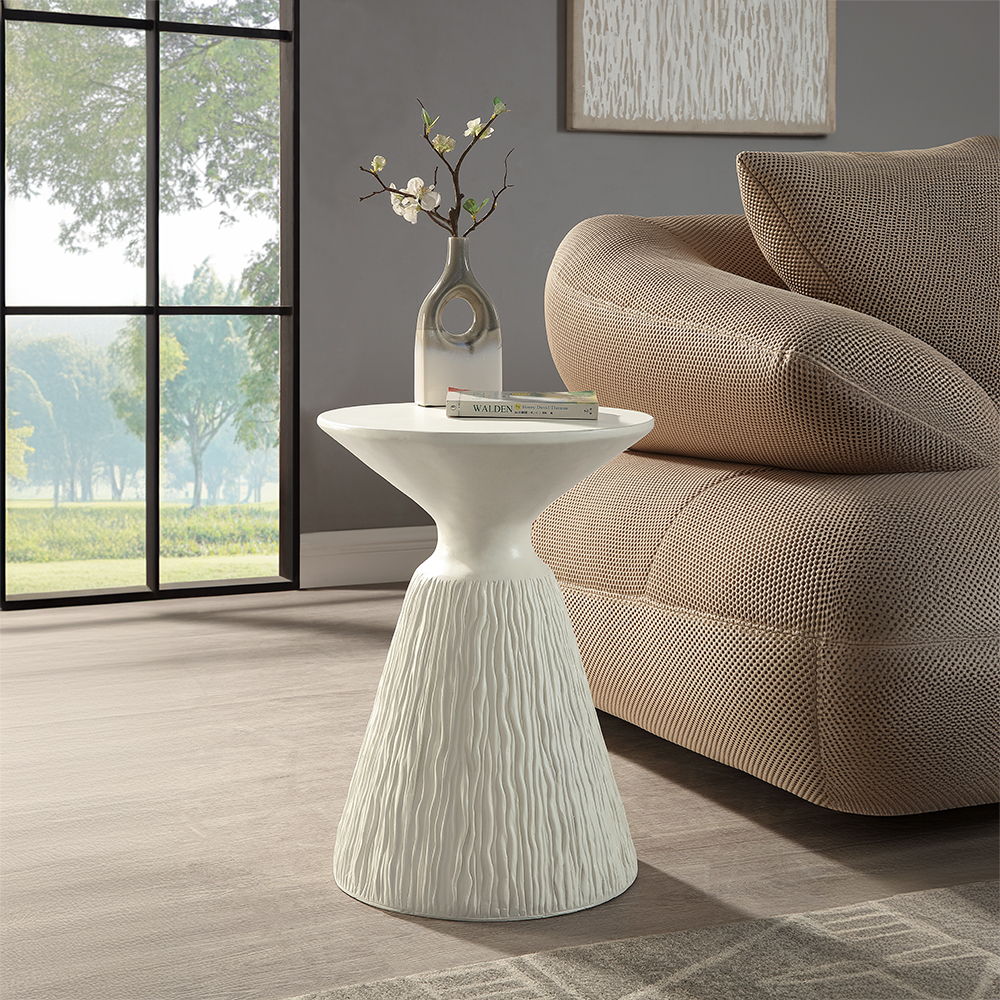 Duane - Accent Table - Natural White, white