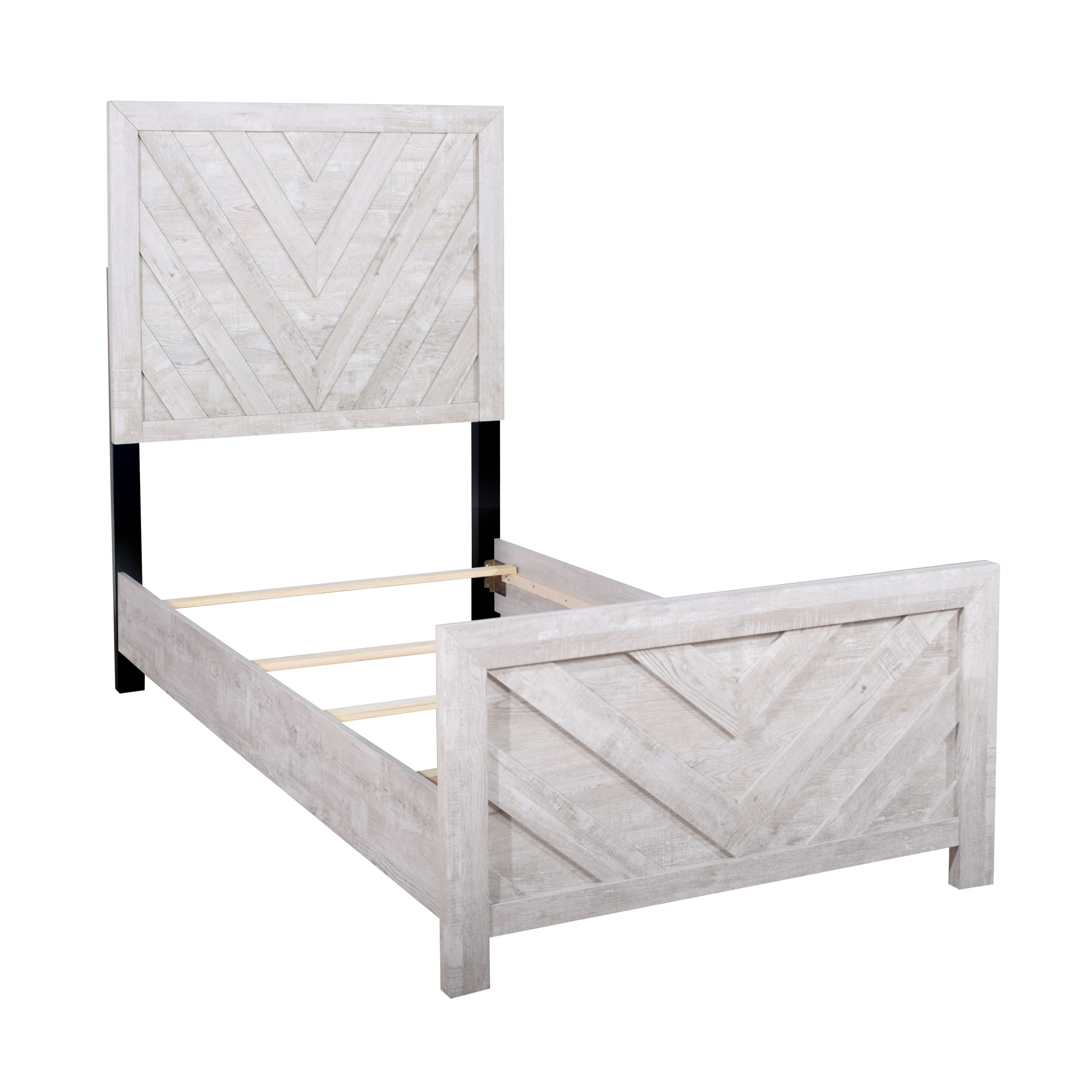 Biscayne - 3/3 Twin Size Complete Bed - Gray