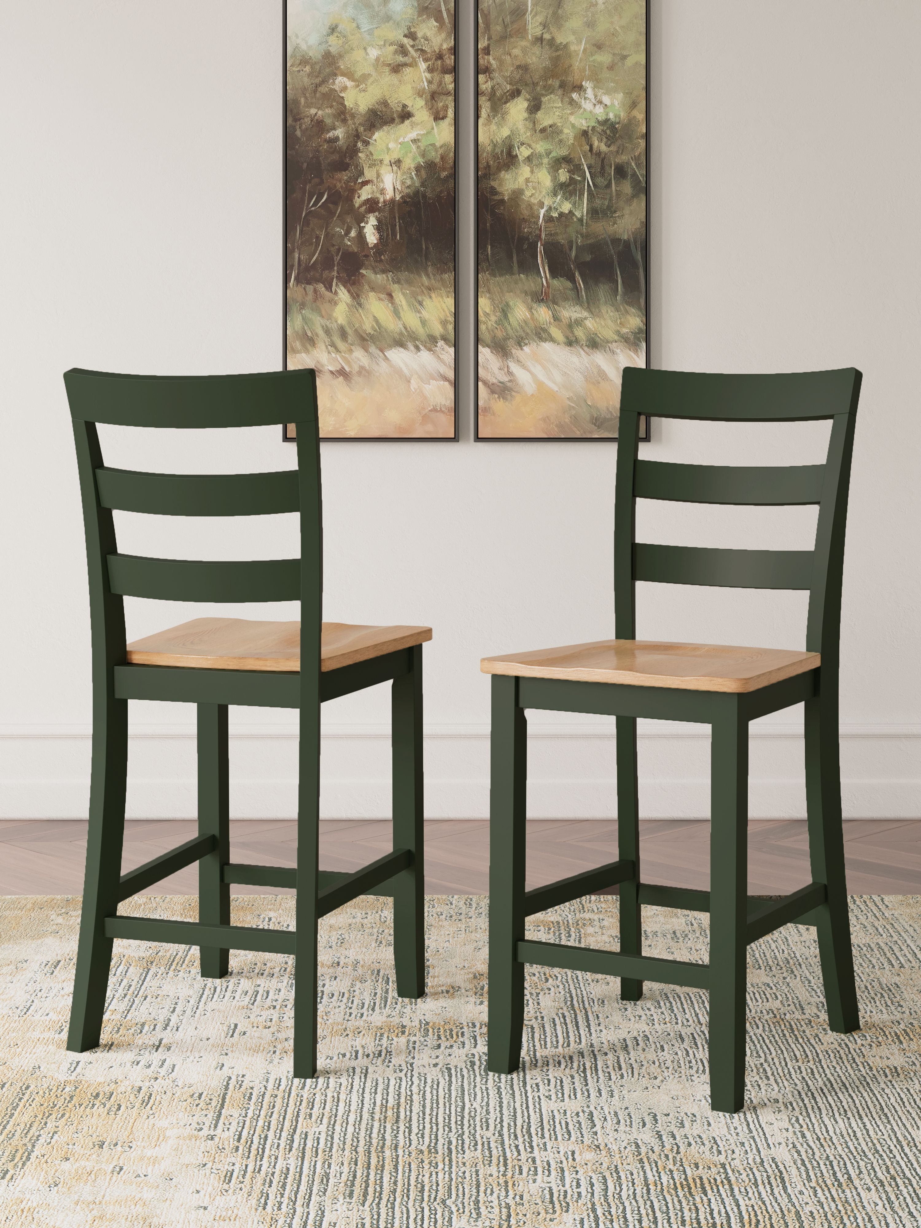 Gesthaven - Barstool (Set of 2) - Natural / Green