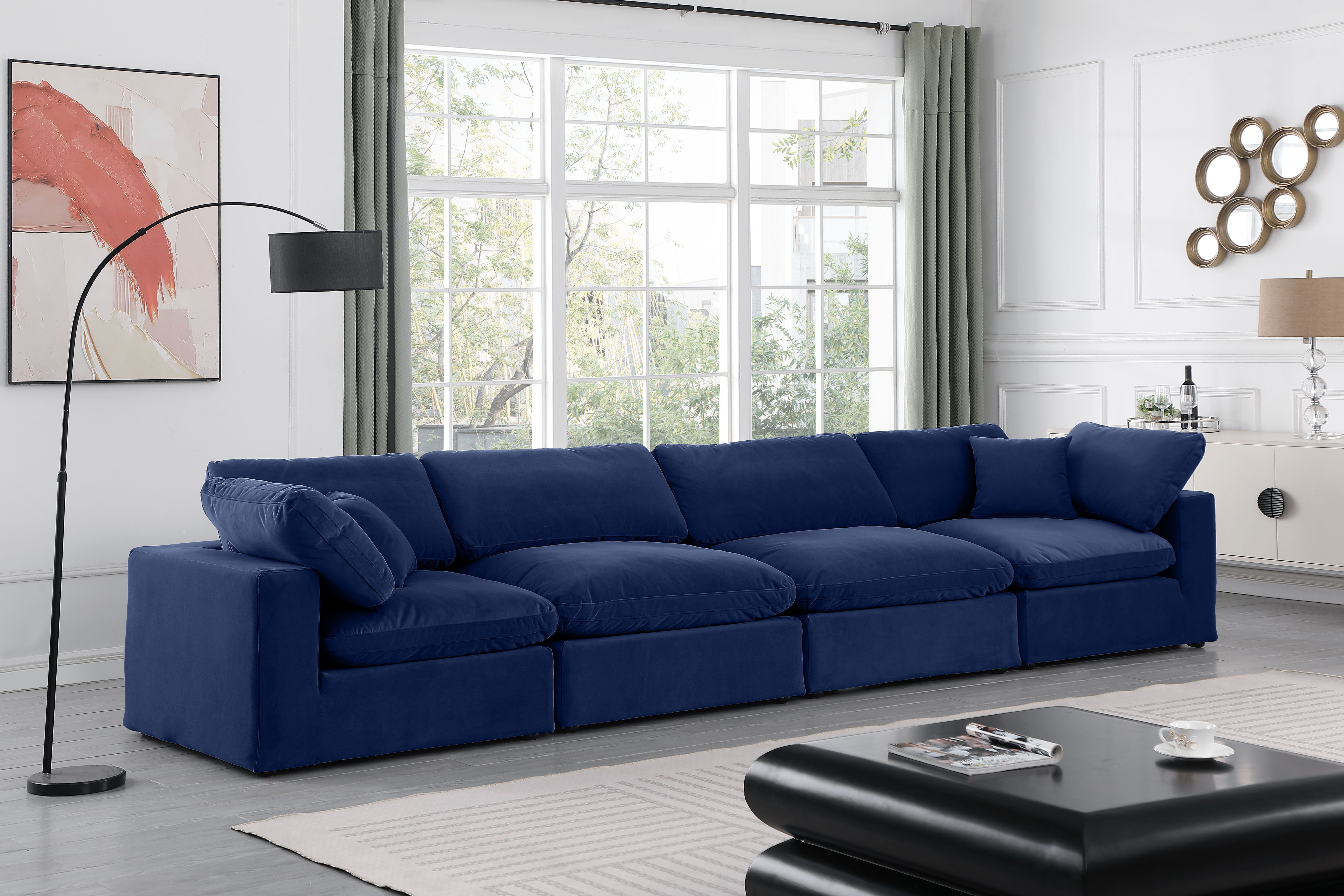 Comfy - Velvet Modular Sofa 4 Pieces - Blue