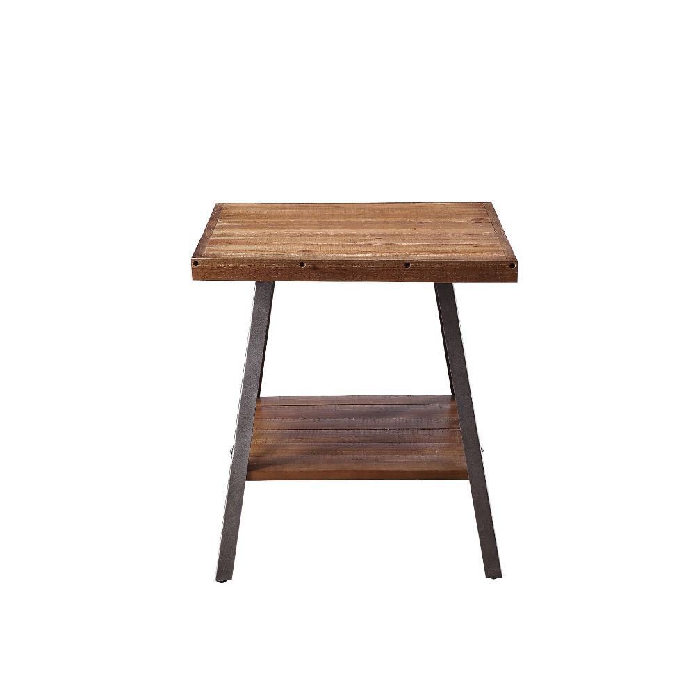 Ikram - End Table (Set of 2) - Weathered Oak & Sandy Black, light brown, view 2