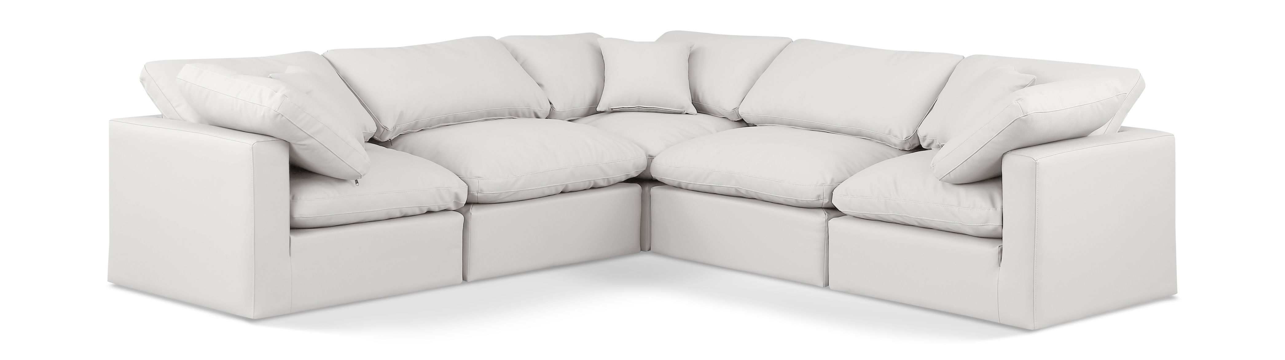 Indulge - Faux Leather 5 Piece Modular Corner Sectional - Cream