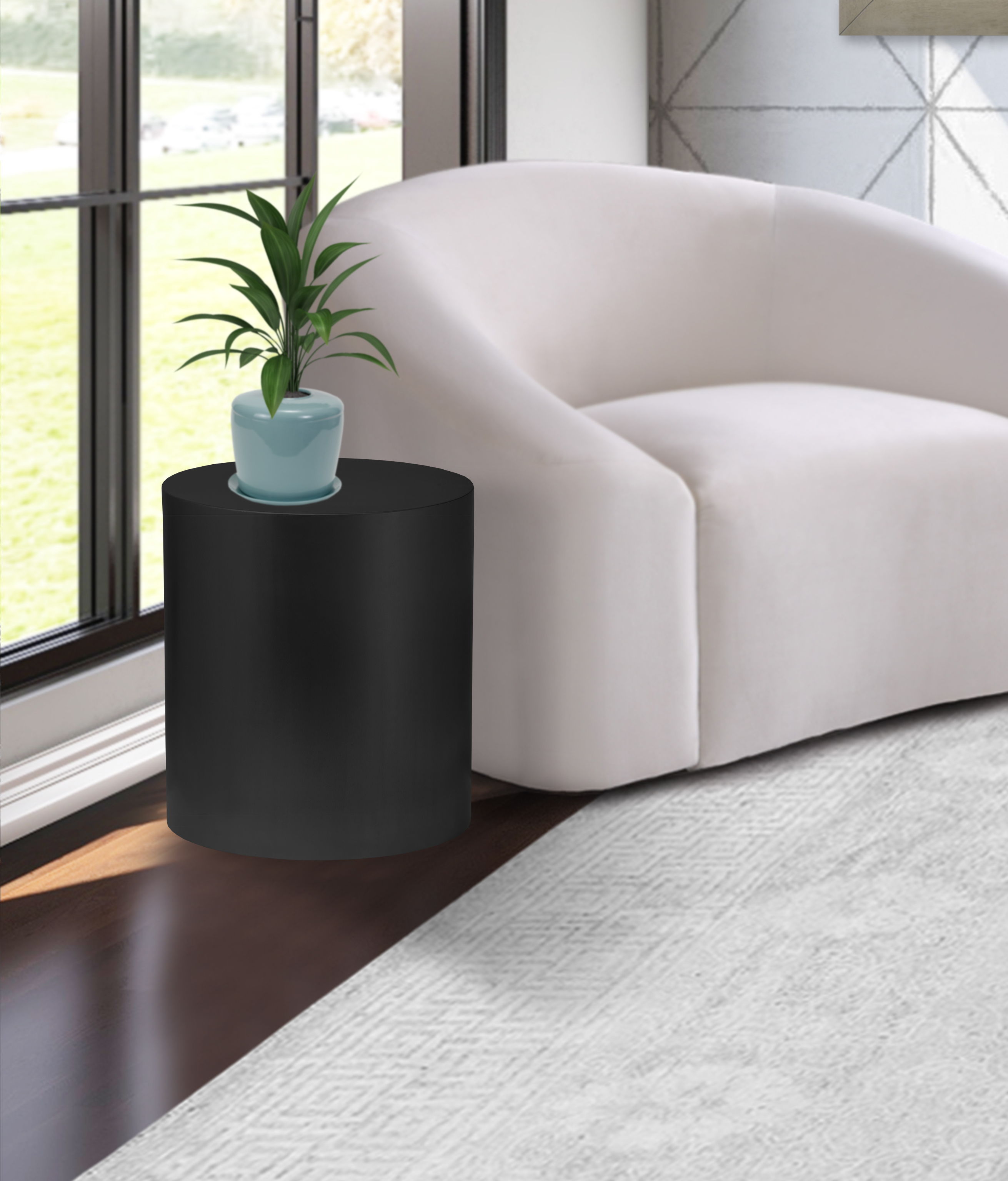 Cylinder - End Table - Matte Black