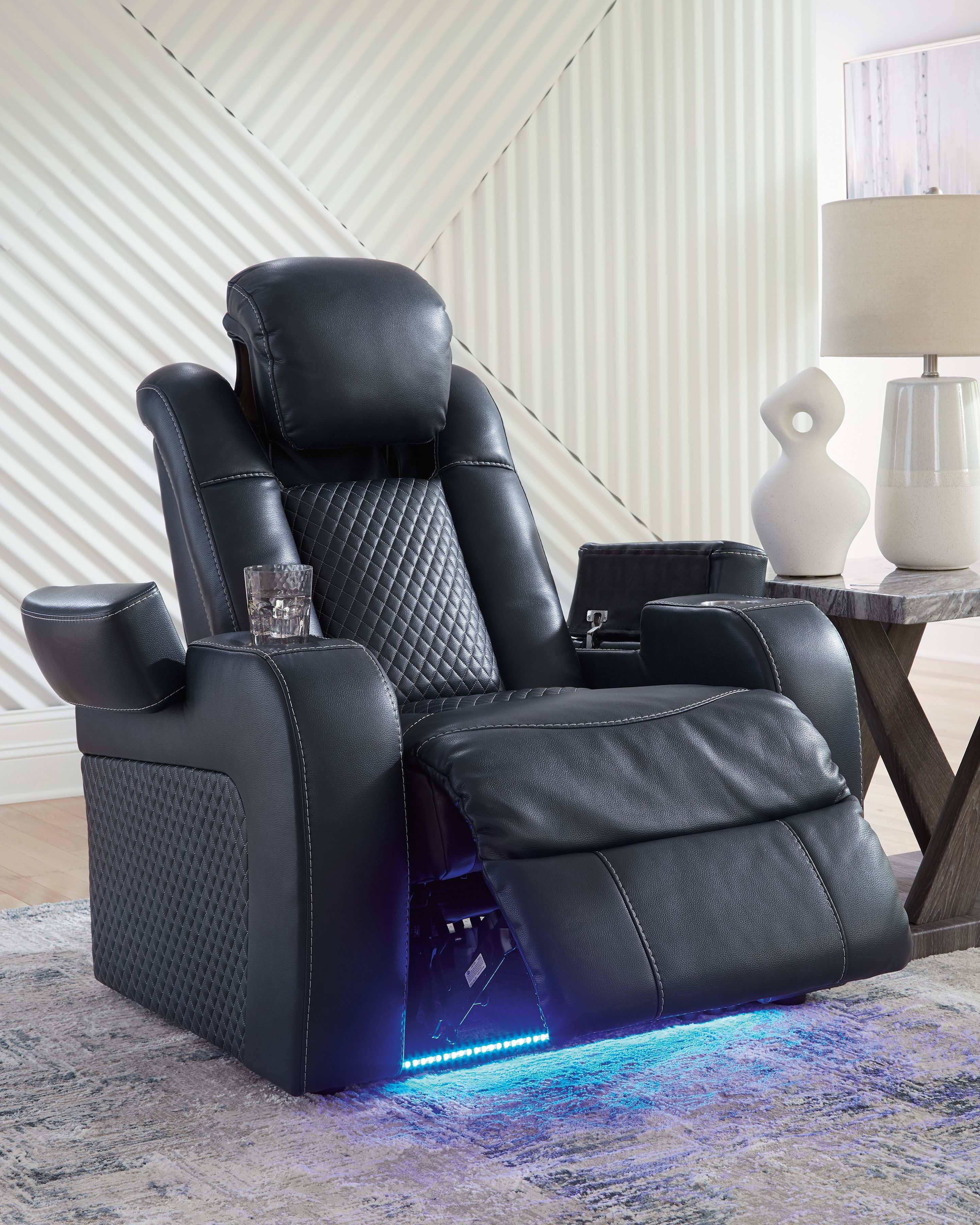 Ashley Furniture Fyne-Dyme - Power Recliner/Adj Headrest - Sapphire - Image 7
