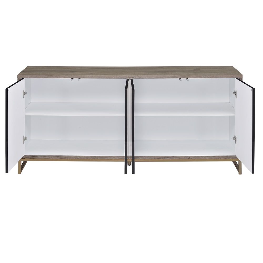 Payo - Console Cabinet - Black Marble Print Oak & Champagne, black, view 6