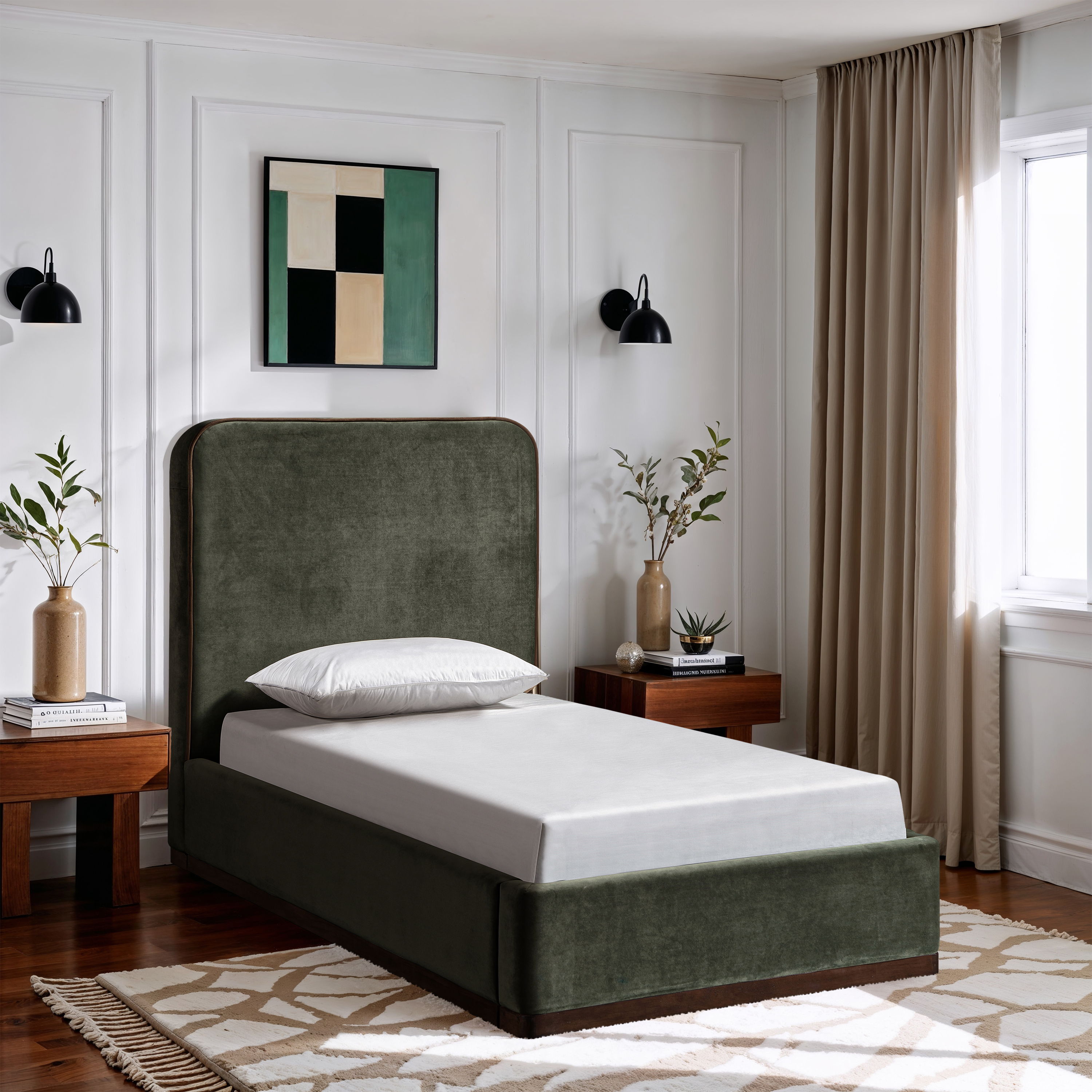Rava - Twin Bed - Green / Brown