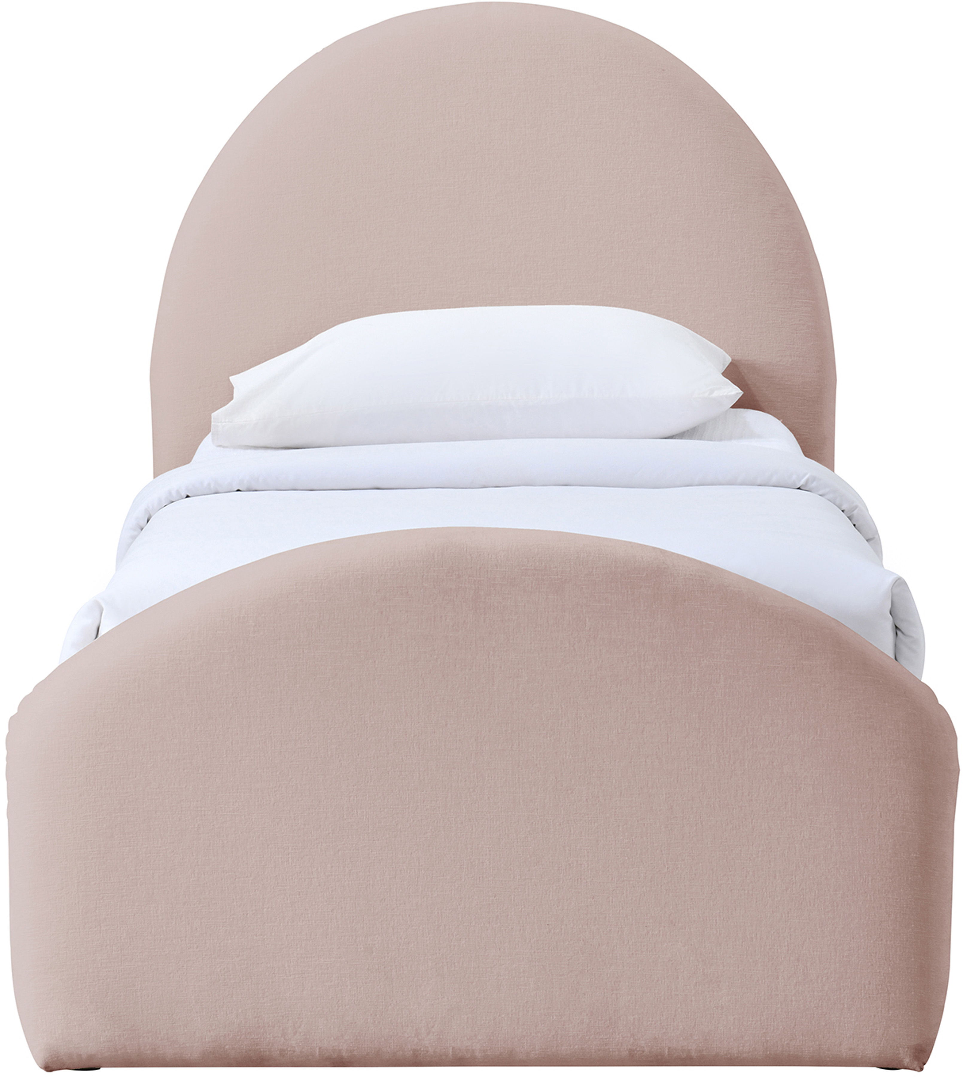 Andaz - Chenille Fabric Upholstered Twin Trundle Bed - Pink